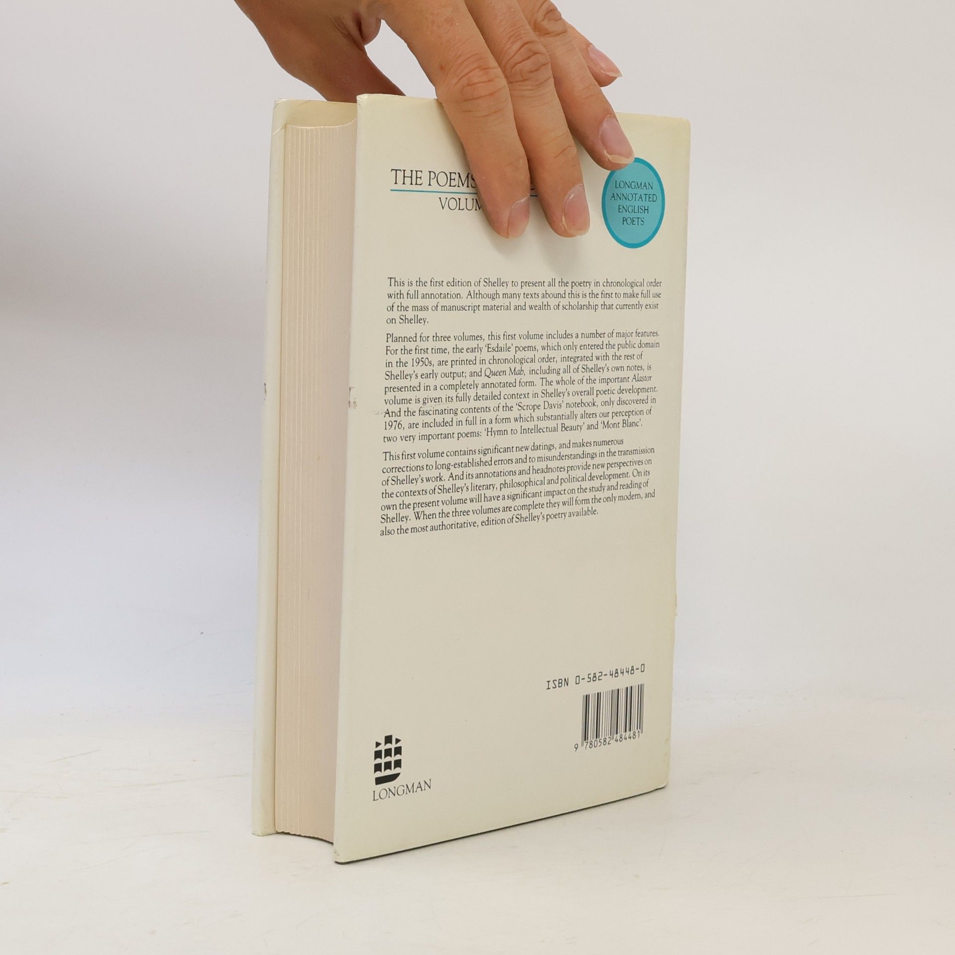 Percy Bysshe Shelley Longman Annotated English Poets - 1: The Poems of Shelley