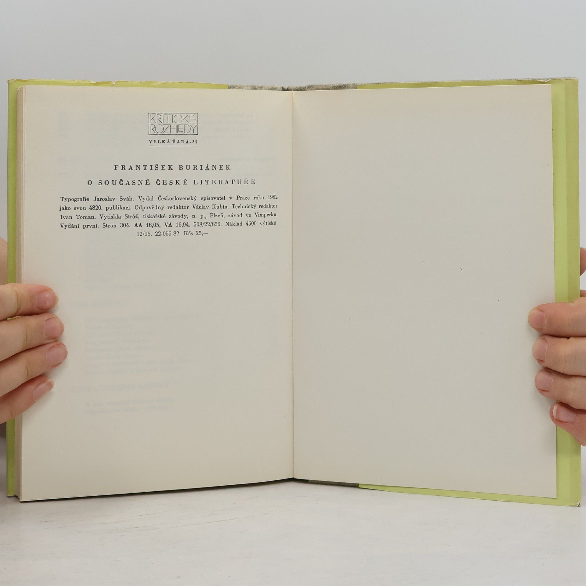 František Buriánek O současné české literatuře : výbor z kritických statí 1945-1980