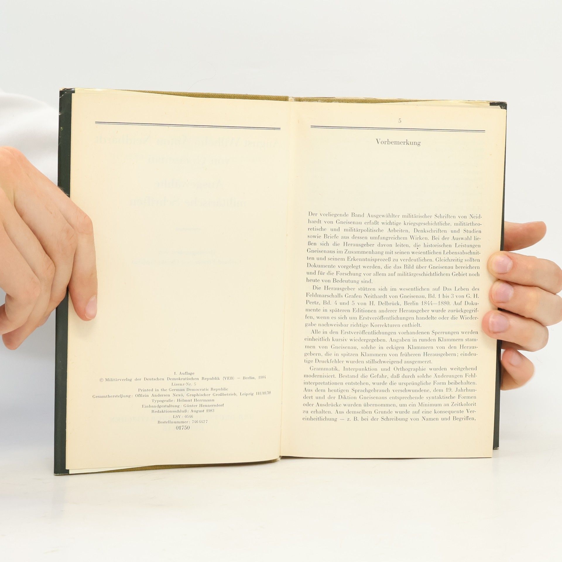 August Neidhardt von Gneisenau Ausgewählte militärische Schriften