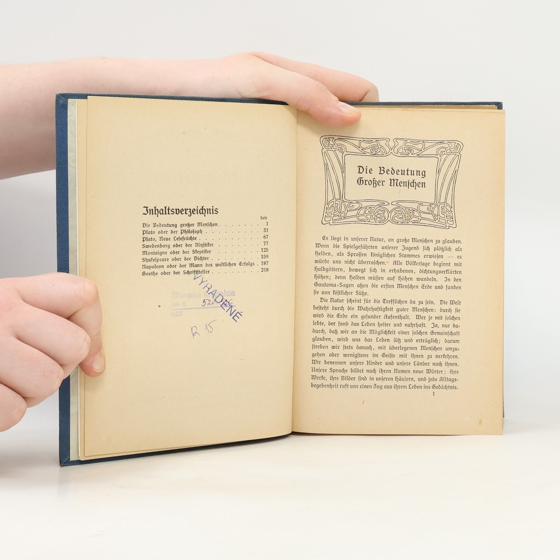 R. W. Emerson Vertreter der Menschheit