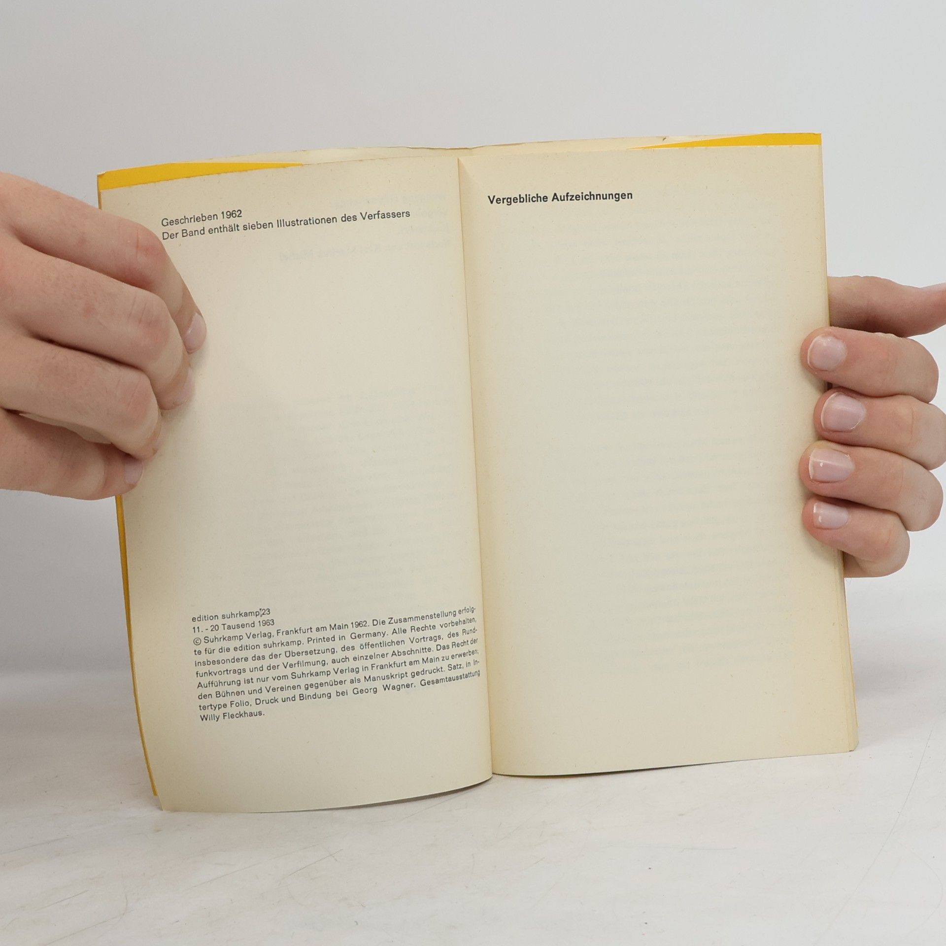 Wolfgang Hildesheimer Vergebliche Aufzeichnungen / Nachtstück