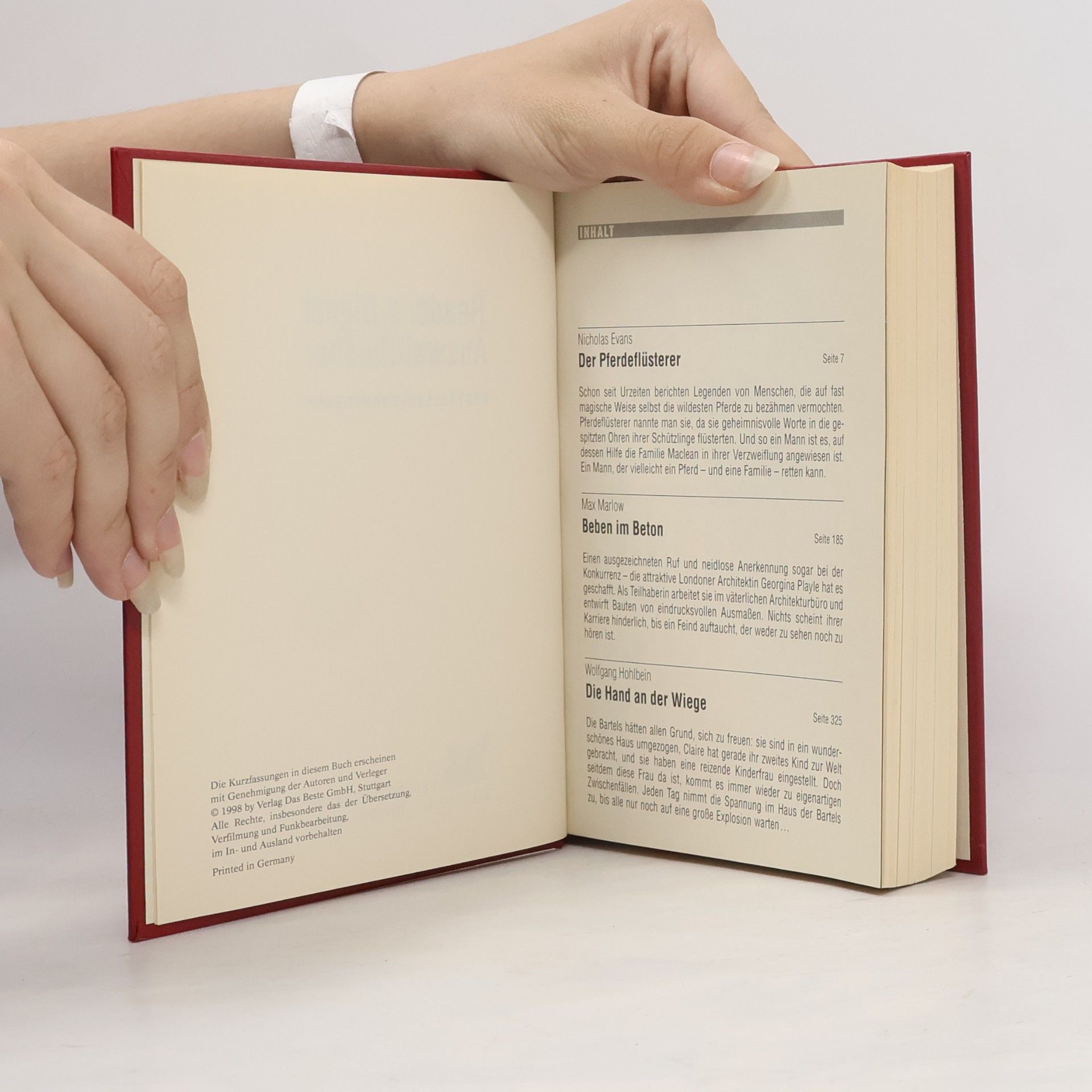 Wolfgang Hohlbein Reader's Digest Auswahlbücher: Der Pferdeflüsterer. Beben im Beton. Die Hand an der Wiege