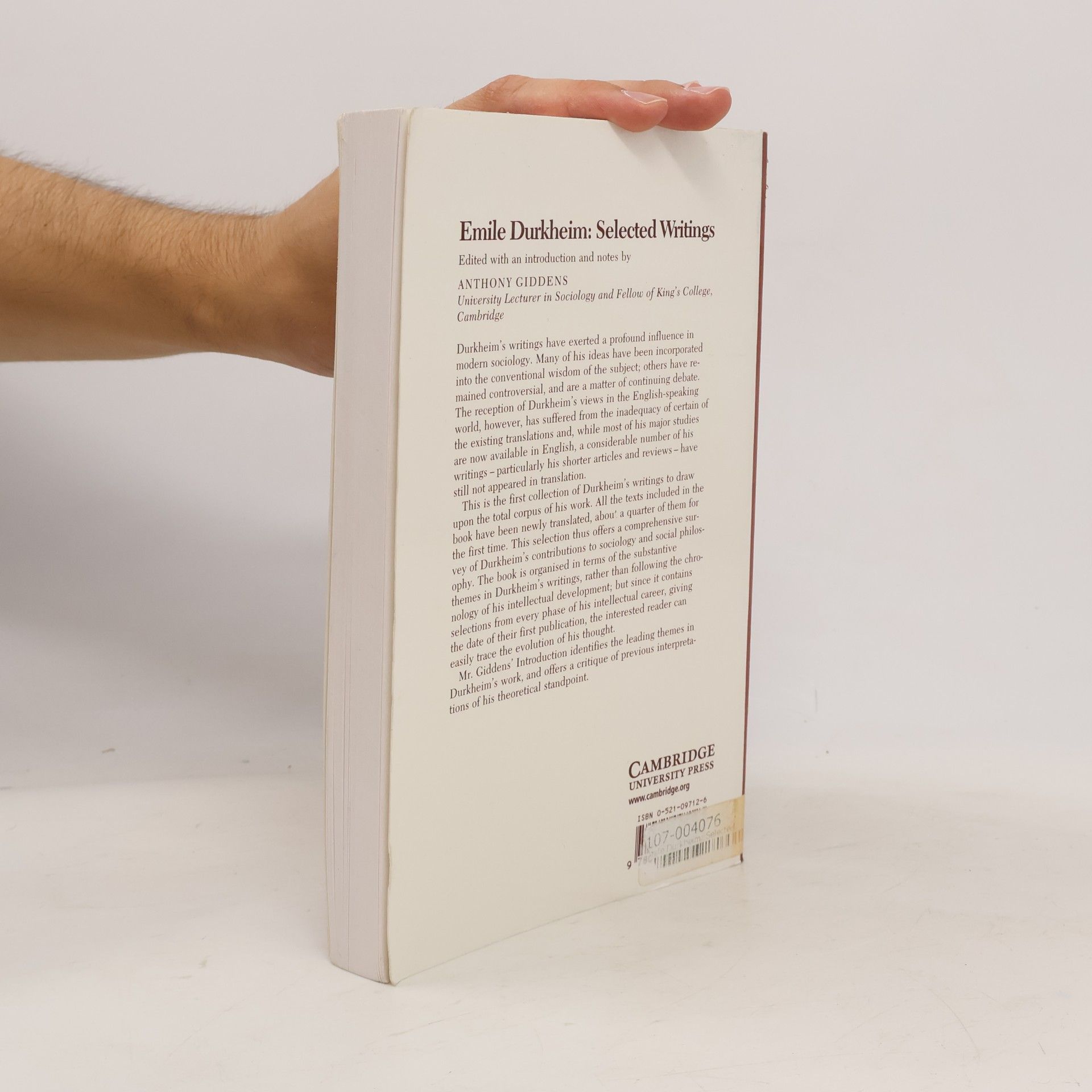 Émile Durkheim Selected Writings