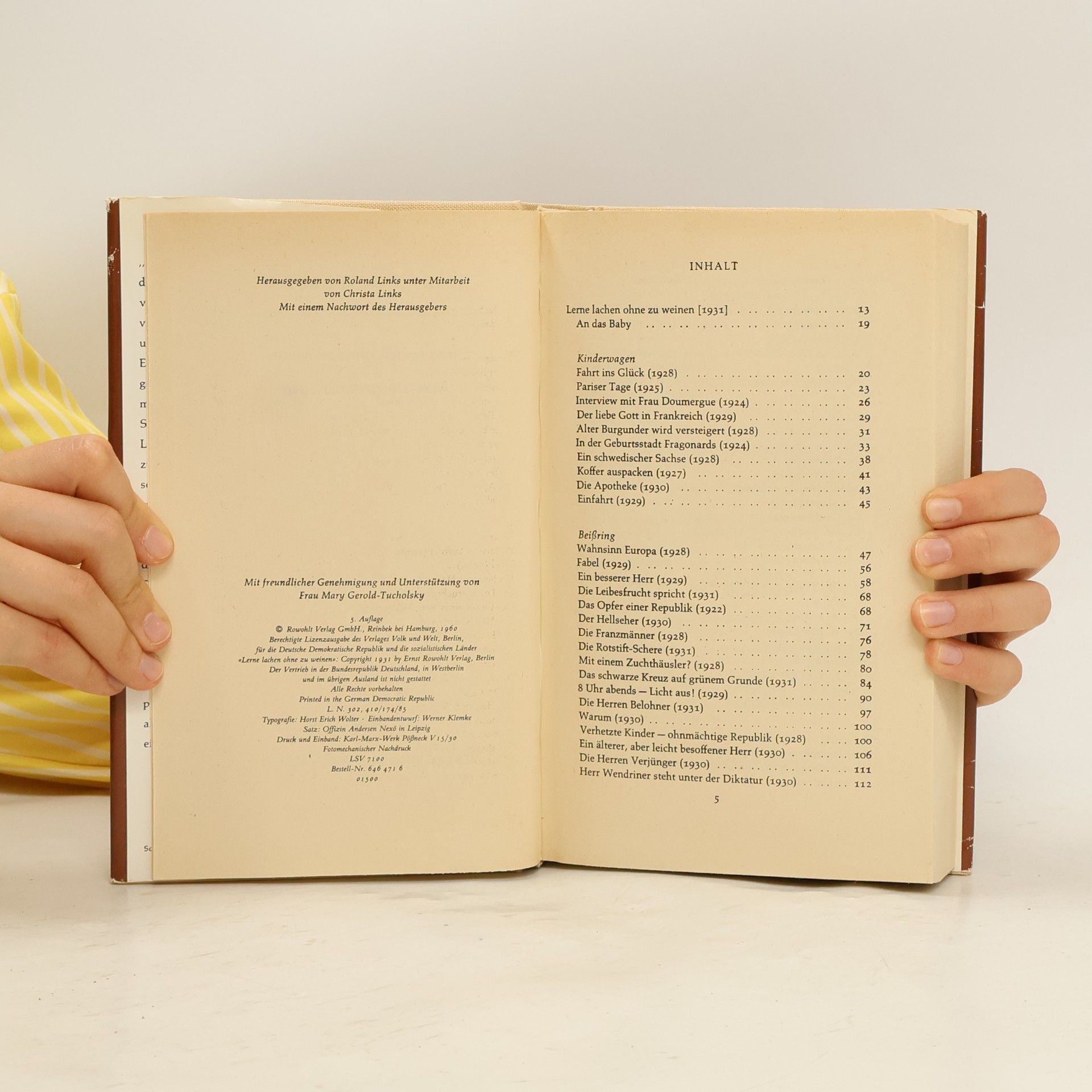 Kurt Tucholsky Lerne lachen ohne zu weinen. Auswahl 1928 bis 1929