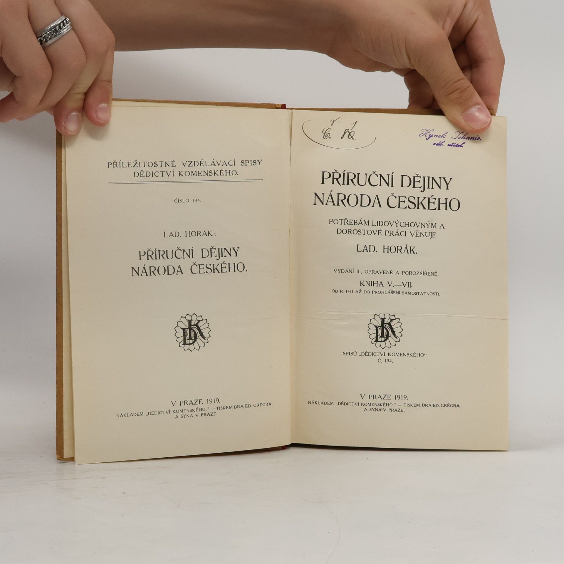 Ladislav Horák Příruční dějiny národa českého V-VII