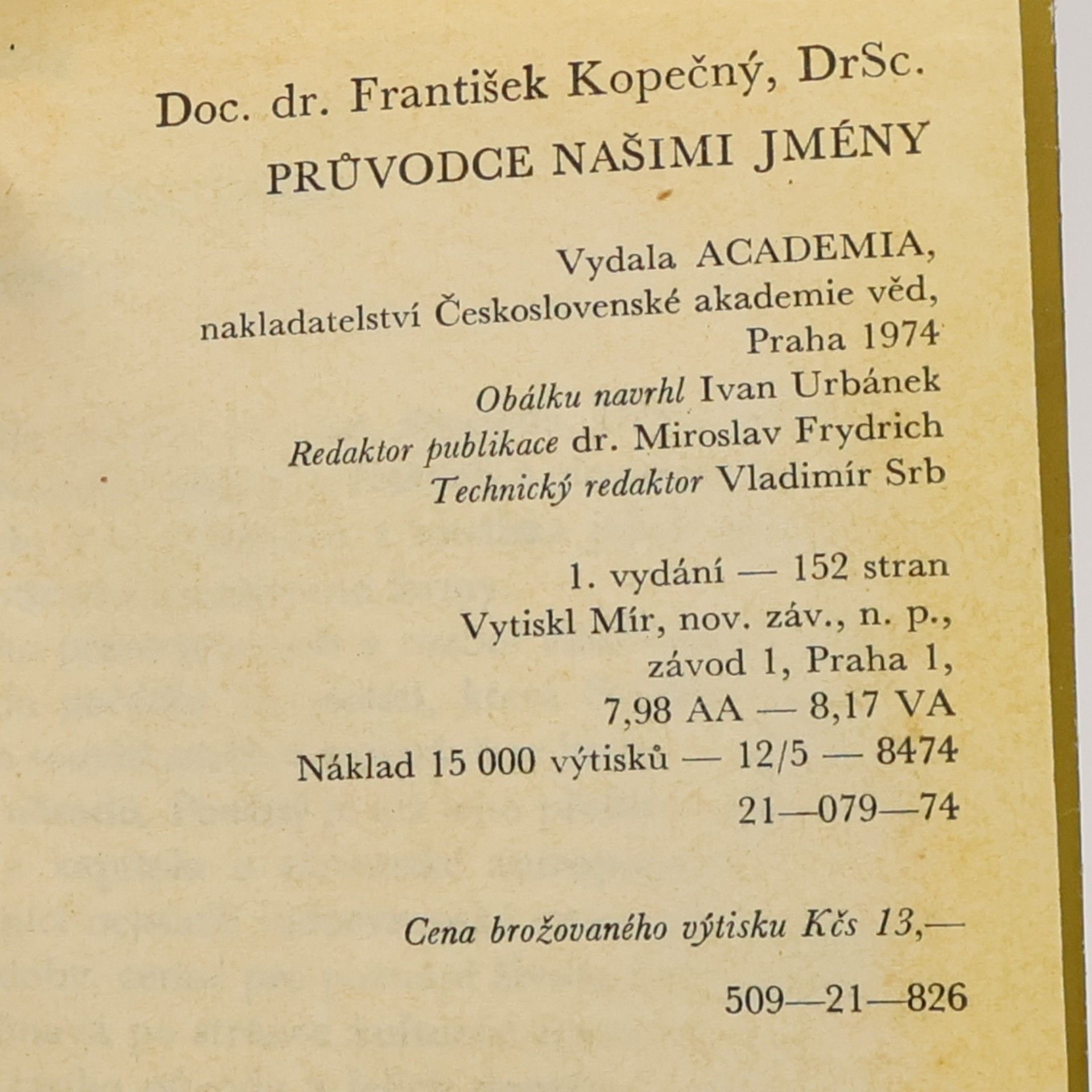 František Kopečný Průvodce našimi jmény