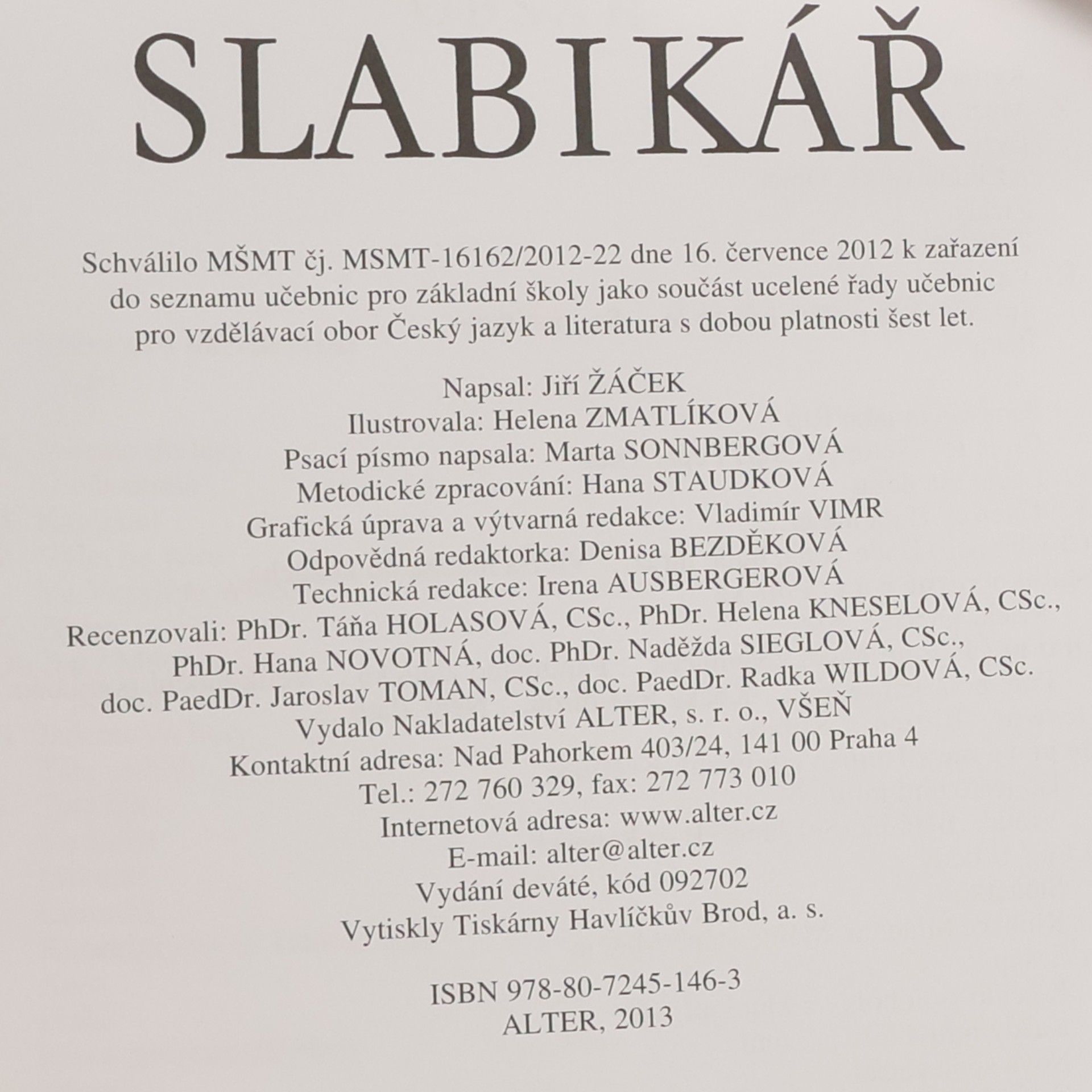 Jiří Žáček Slabikář
