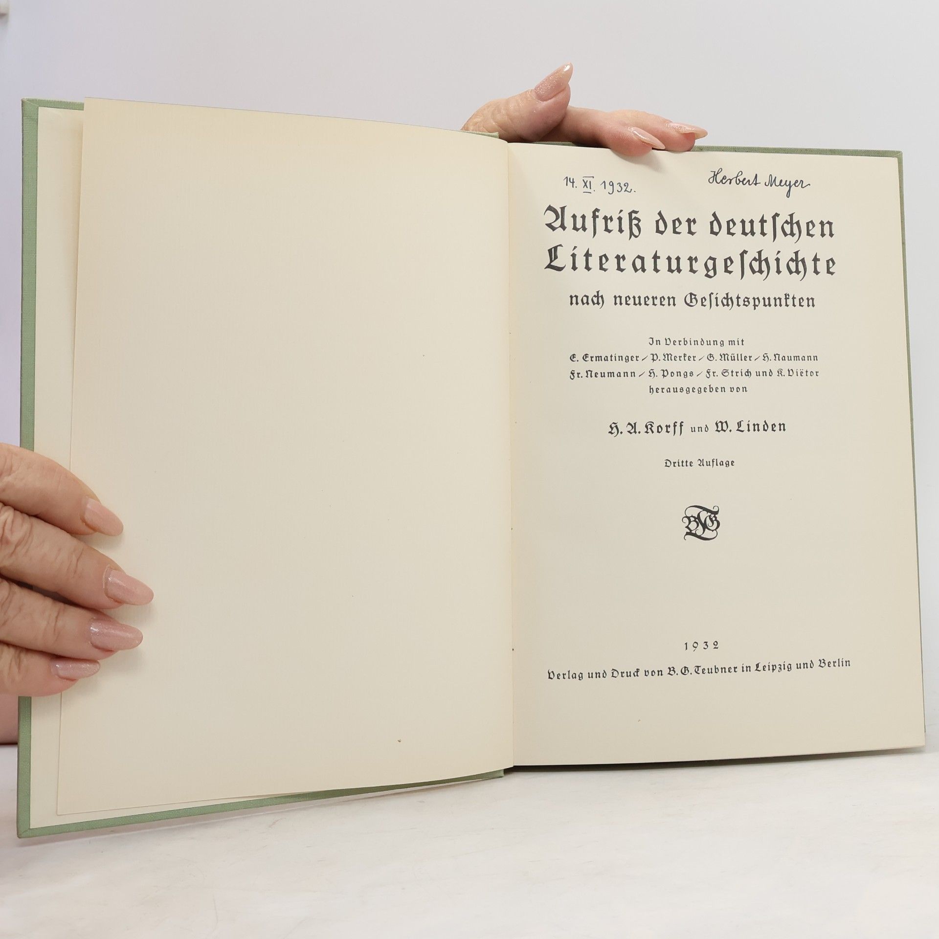 H. A. Korff Aufriß der deutschen Literaturgeschichte nach neueren Gesichtspunkten