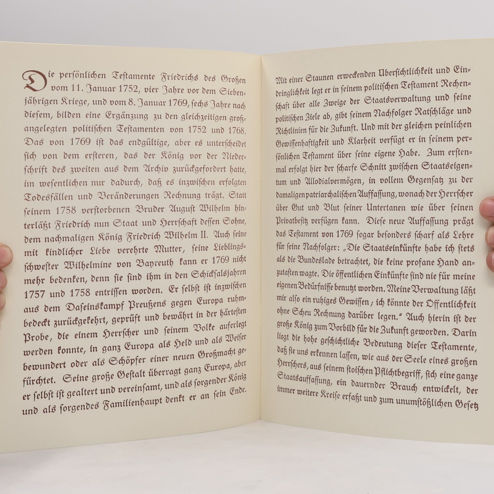 kolektiv Persönliches Testament Friedrichs II., König von Preußen