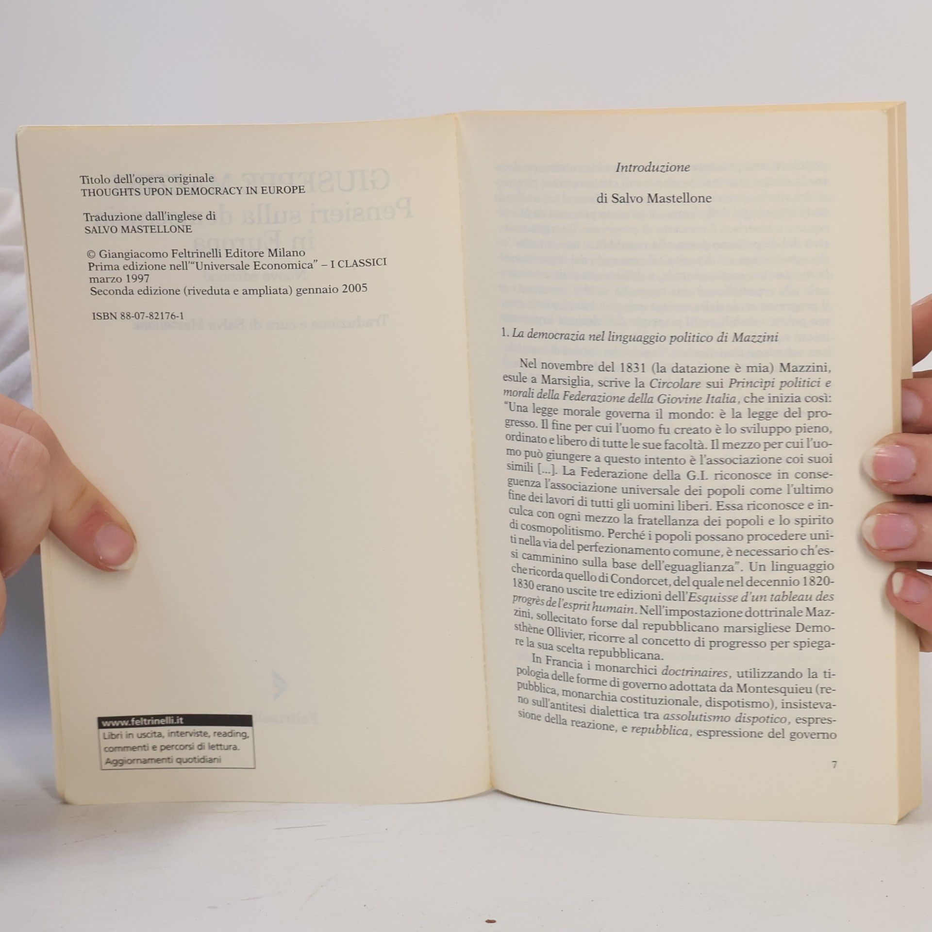 Giuseppe Mazzini Universale economica. I Classici - 2176: Pensieri sulla democrazia in Europa