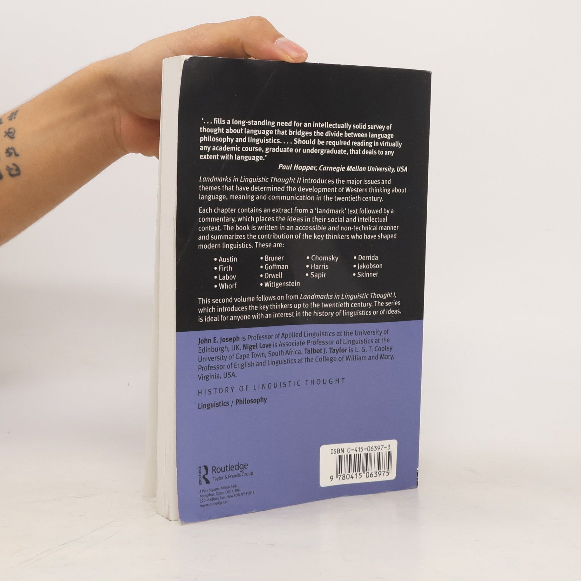 John Earl Joseph Landmarks In Linguistic Thought Volume II