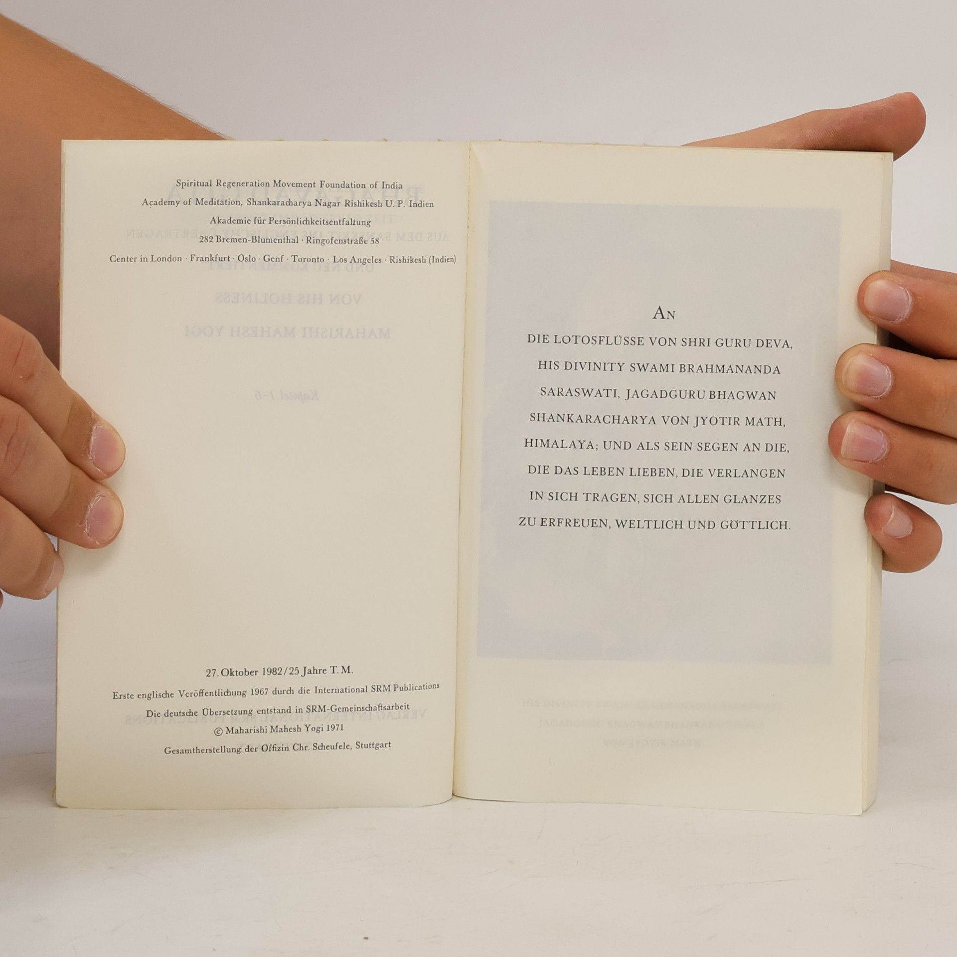 Maharishi Mahesh Bhagavad Gita. Übersetzt und neu Kommentiert. Kapitel I-VI