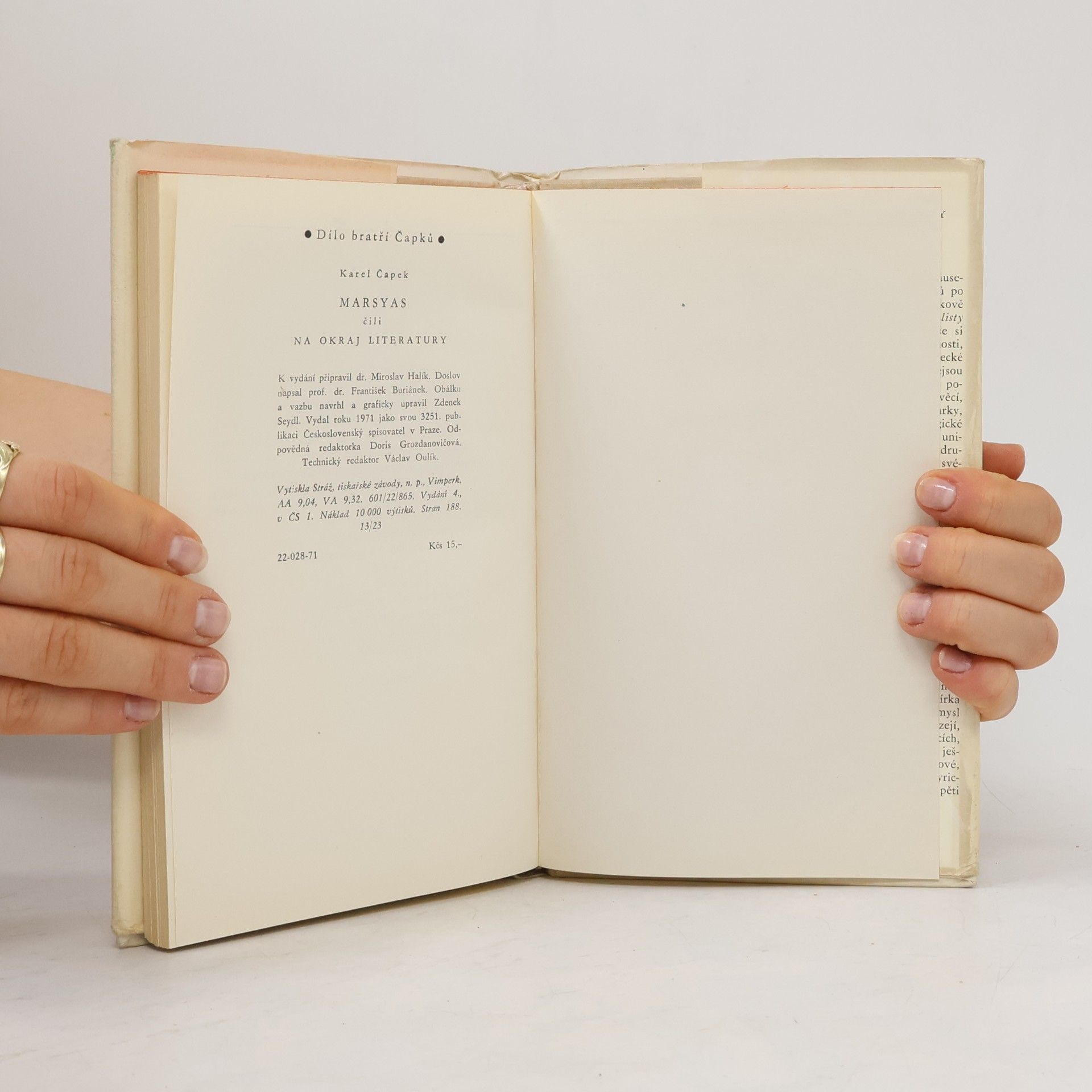 Karel Čapek Marsyas čili Na okraj literatury