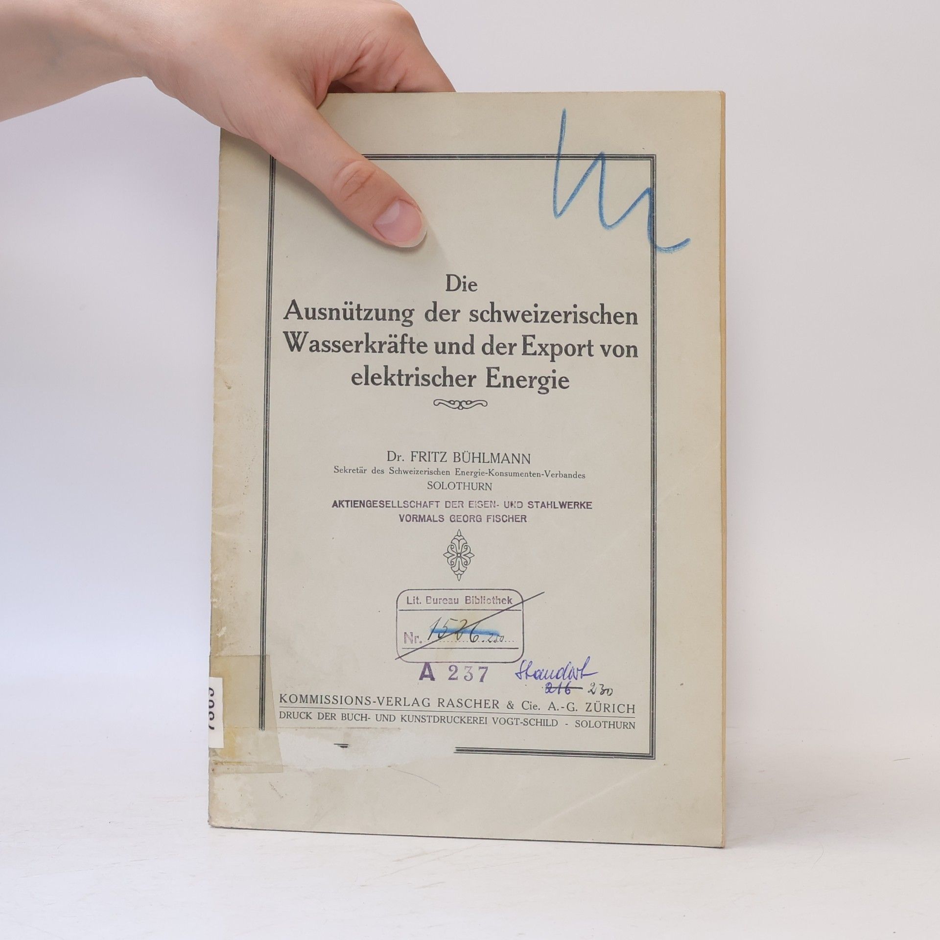 Autorenkollektiv Die Ausnützung der schweizerischen Wasserkräfte und der Export von elektrischer Energie