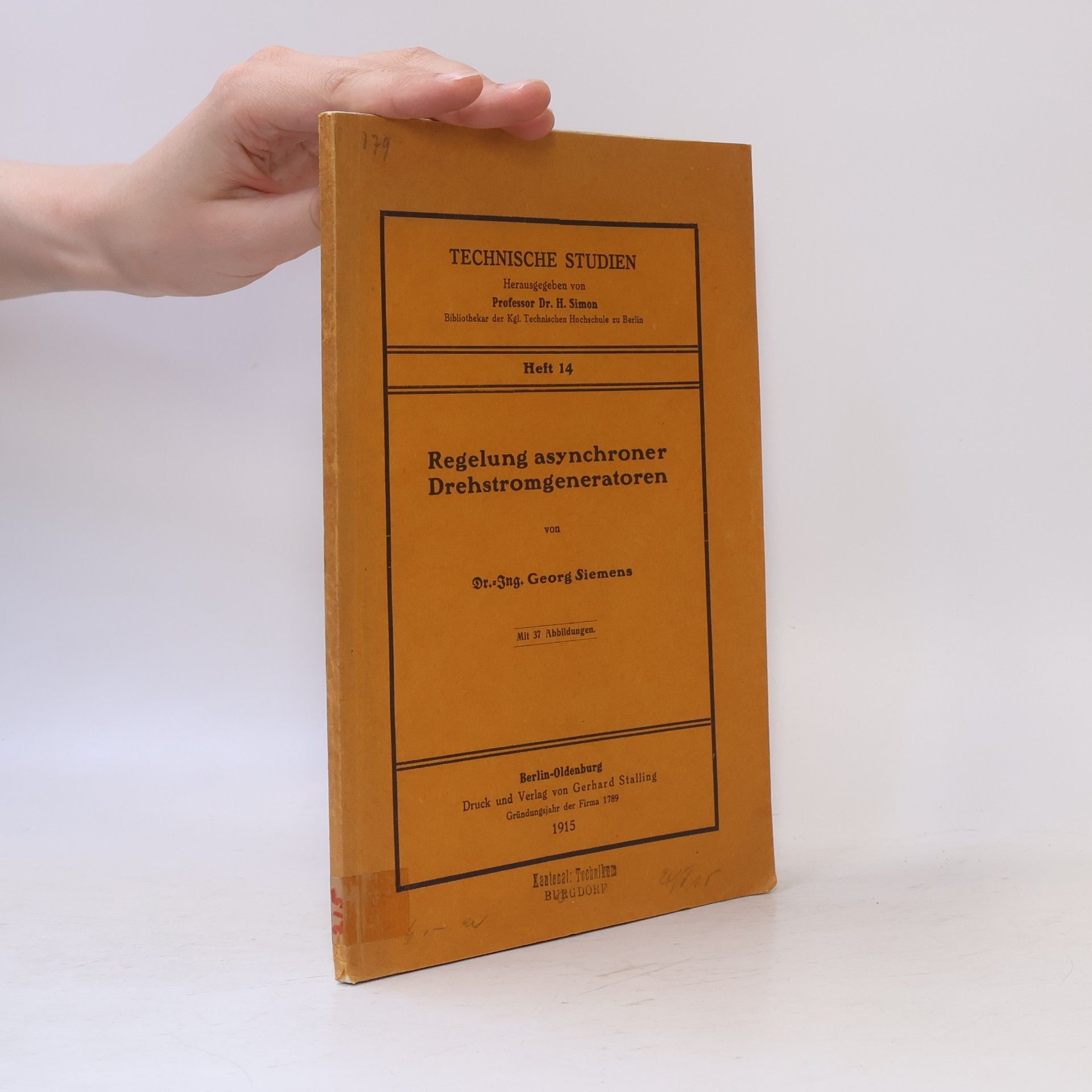 Georg Siemens Technische Studien 14. Regelung asynchroner Drehstromgeneratoren