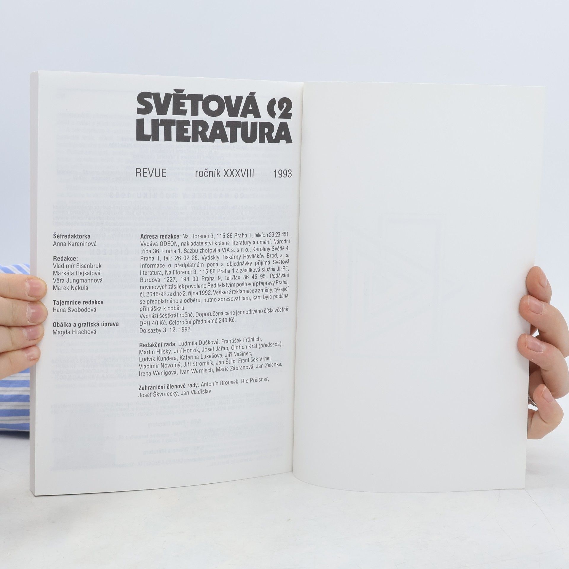 Various authors Světová literatura Revue. Ročník XXXVIII