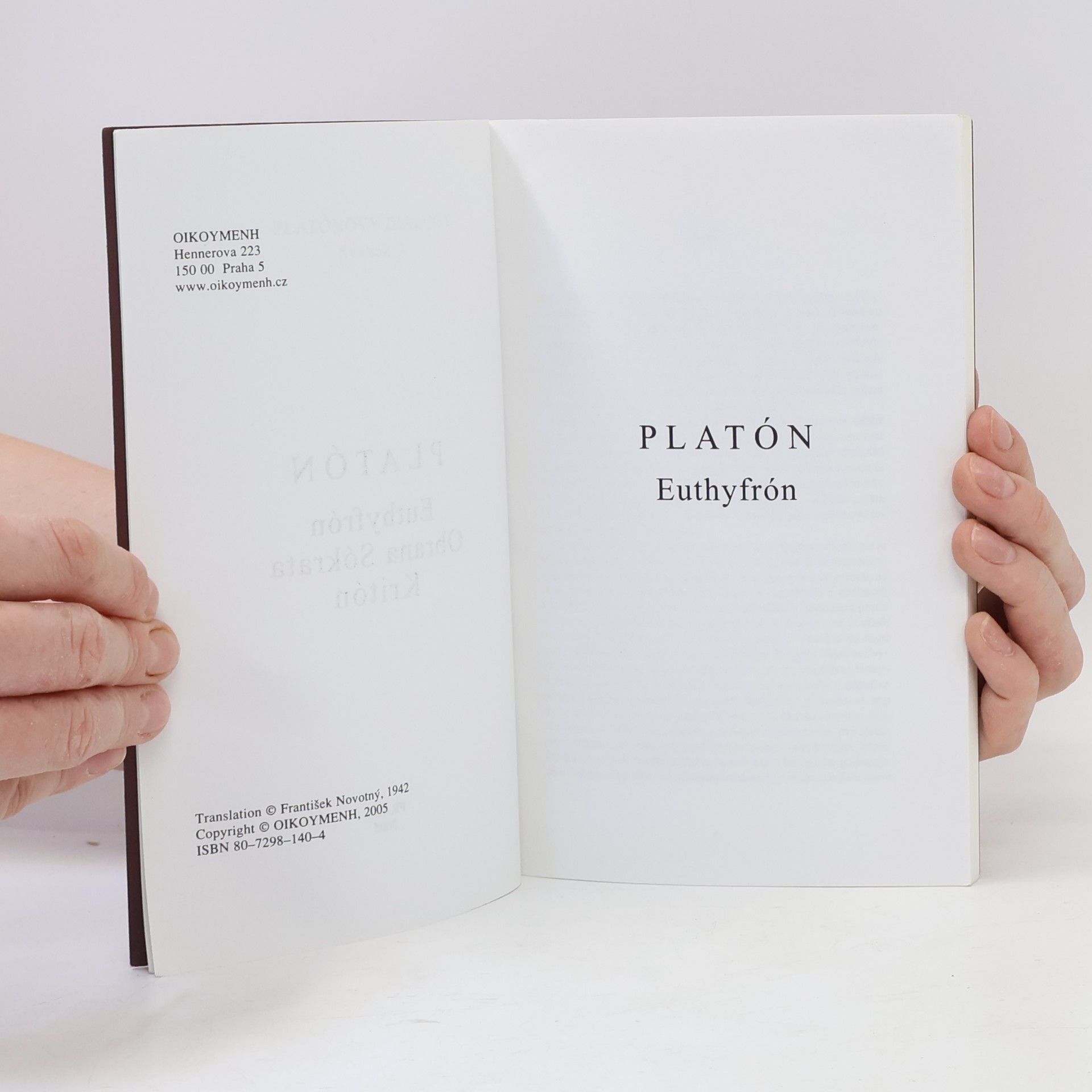 Platon Euthyfrón. Obrana Sókrata. Kritón
