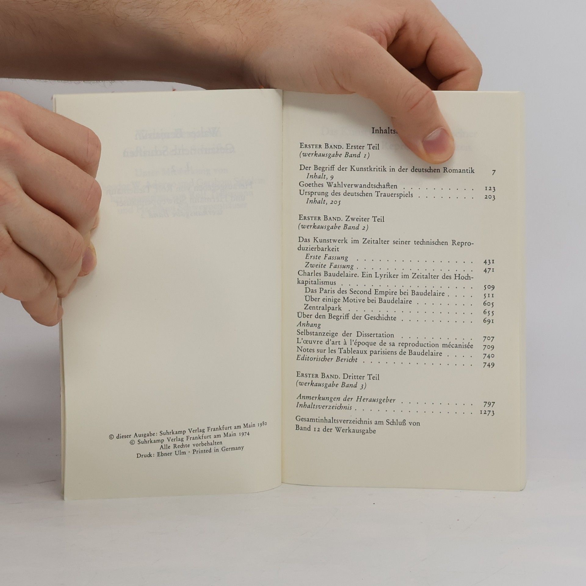 Walter Benjamin Gesammelte Schriften I.-2