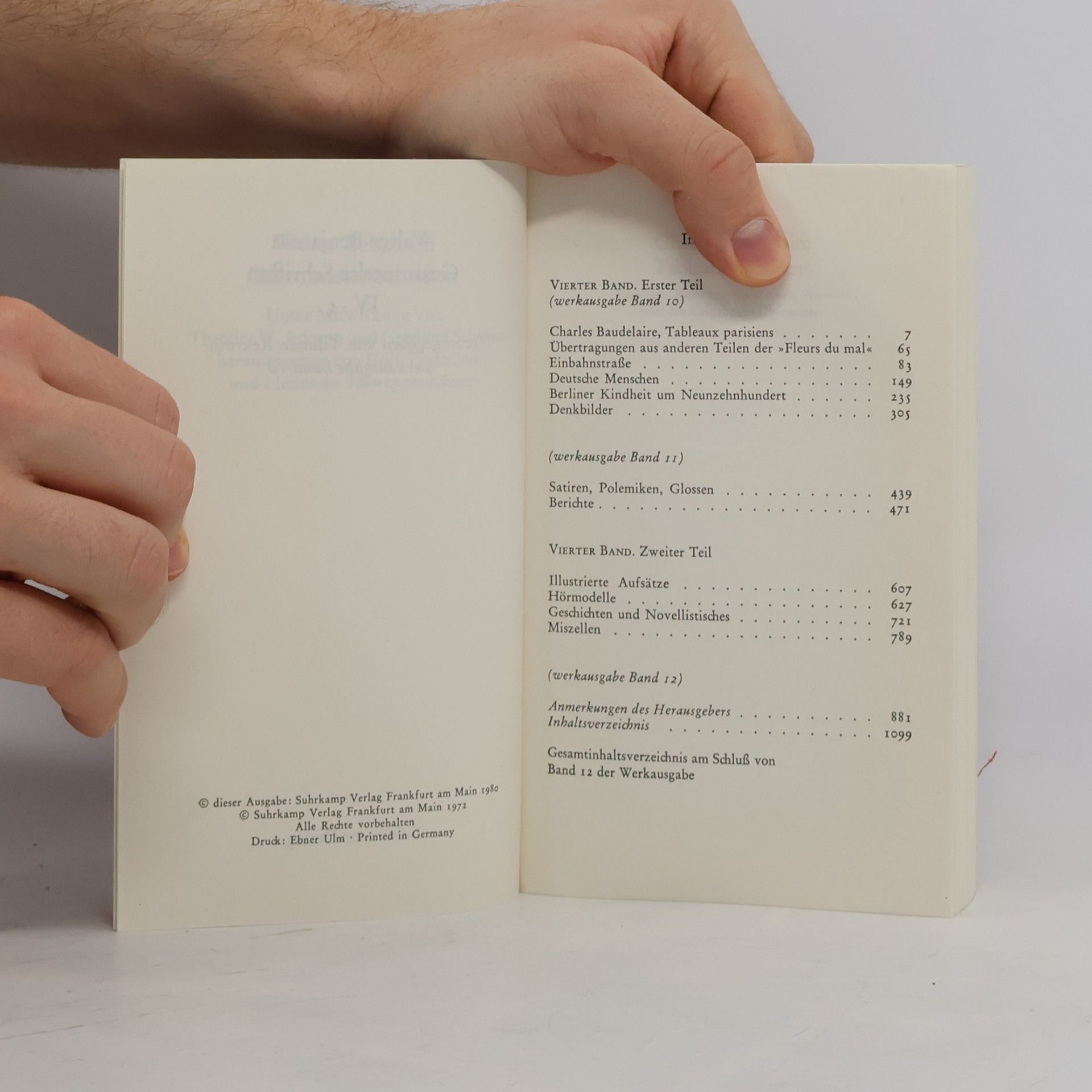 Walter Benjamin Gesammelte Schriften Band IV-1