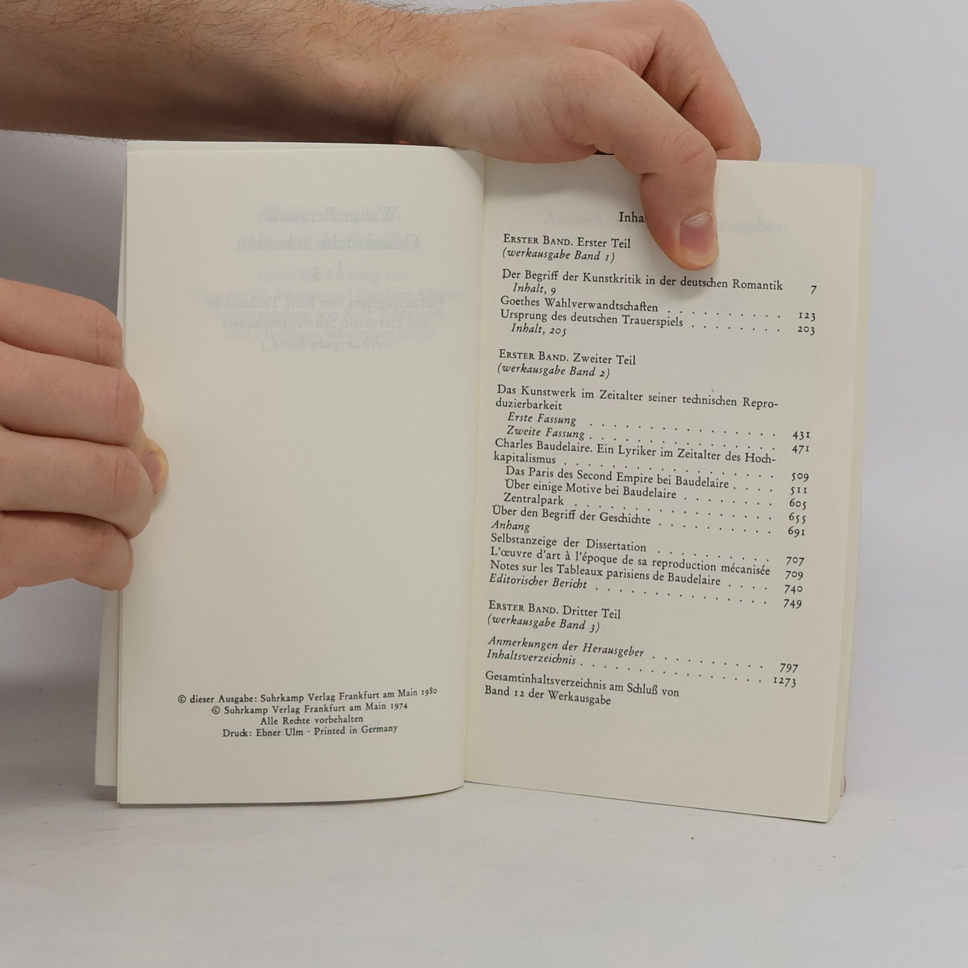Walter Benjamin Gesammelte Schriften. Band I-3