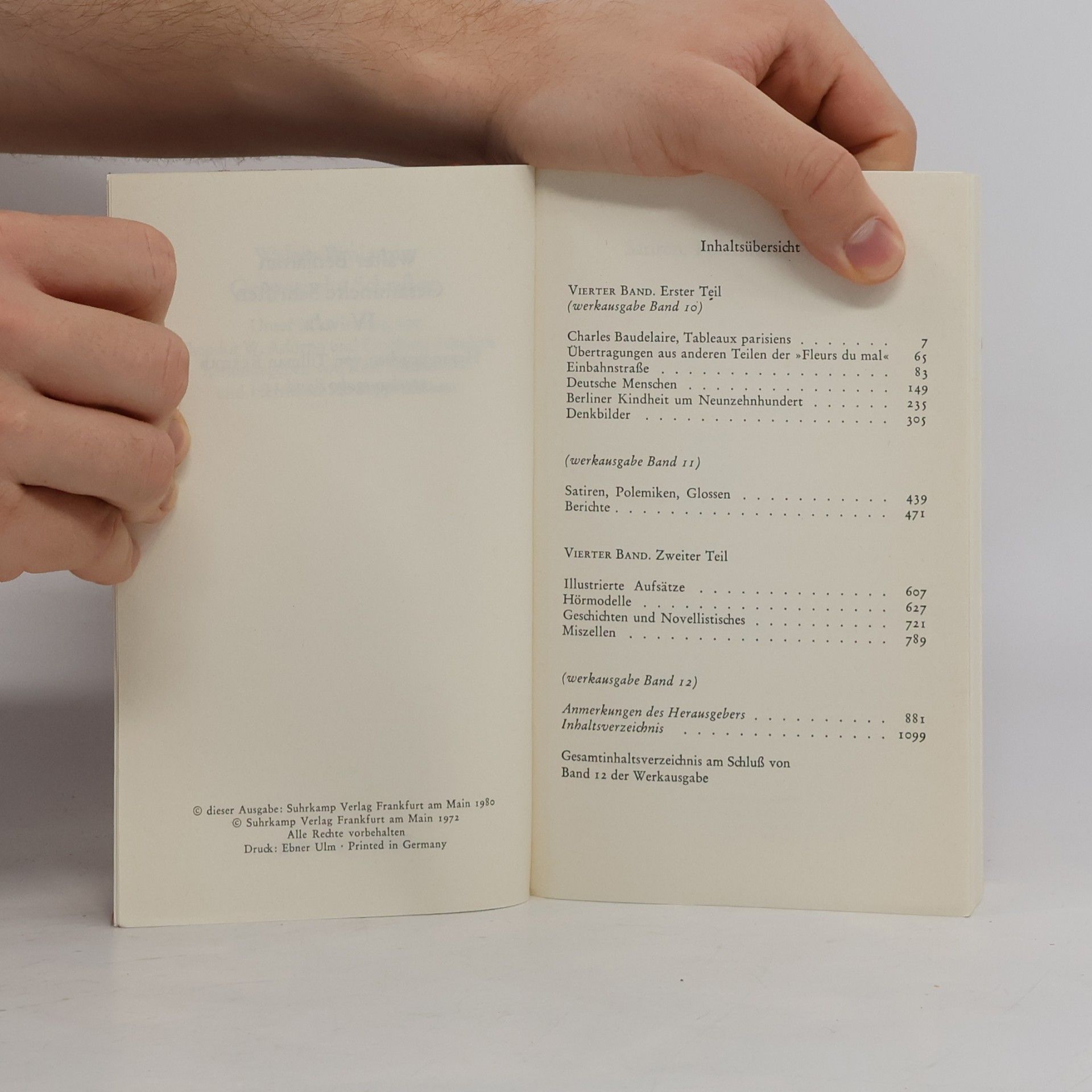 Walter Benjamin Gesammelte Schriften. Band IV: 1–2