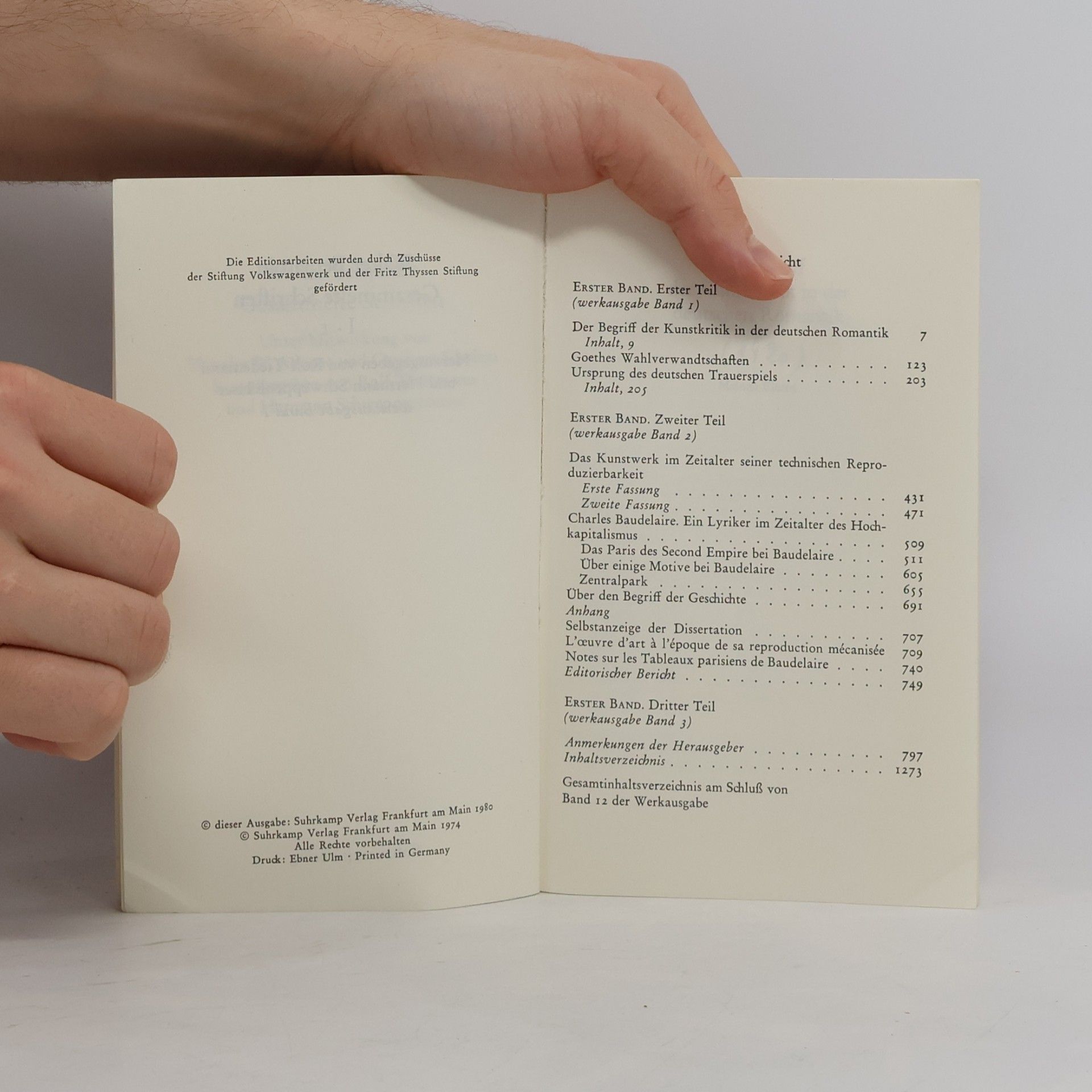 Walter Benjamin Gesammelte Schriften I.1