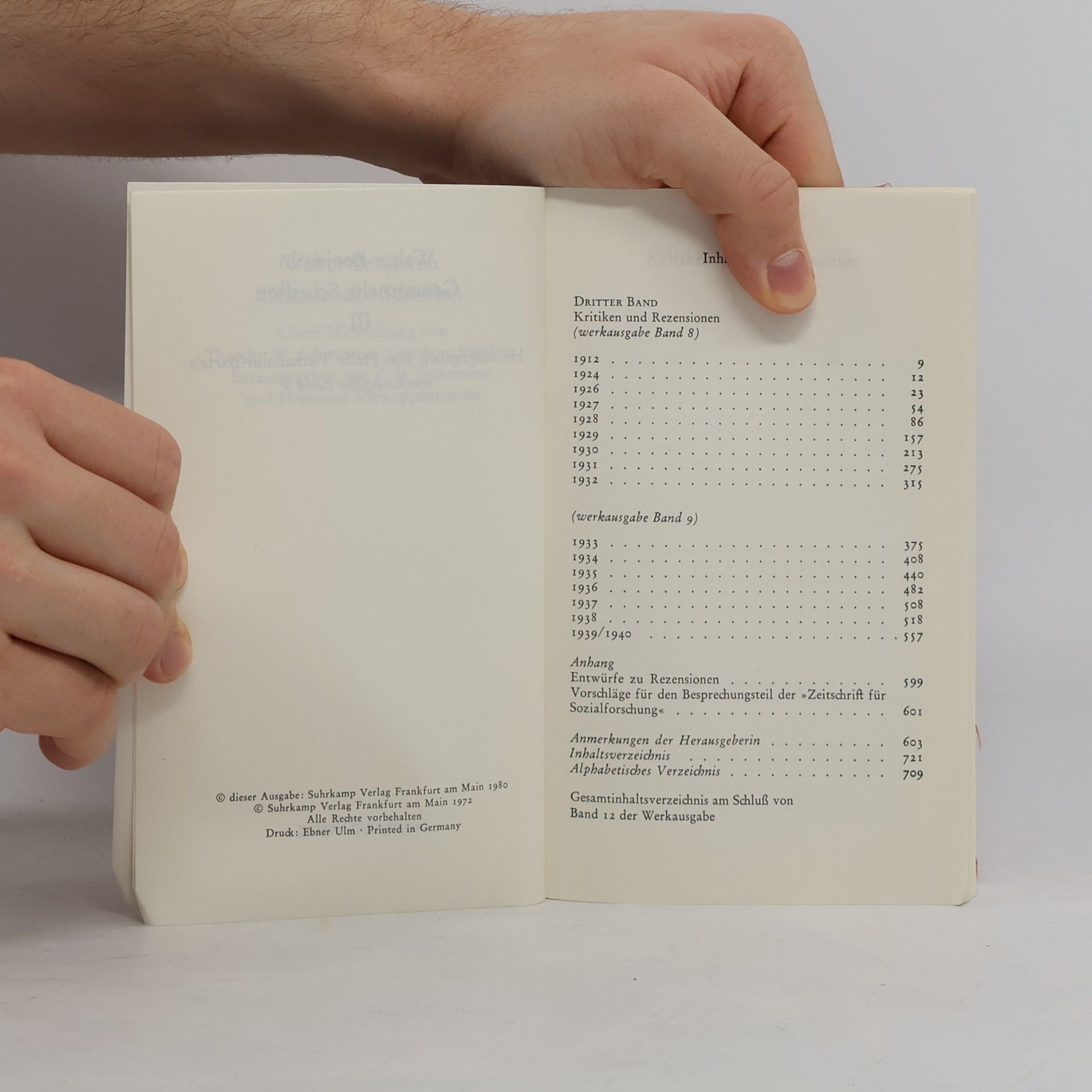 Walter Benjamin Gesammelte Schriften. Band III