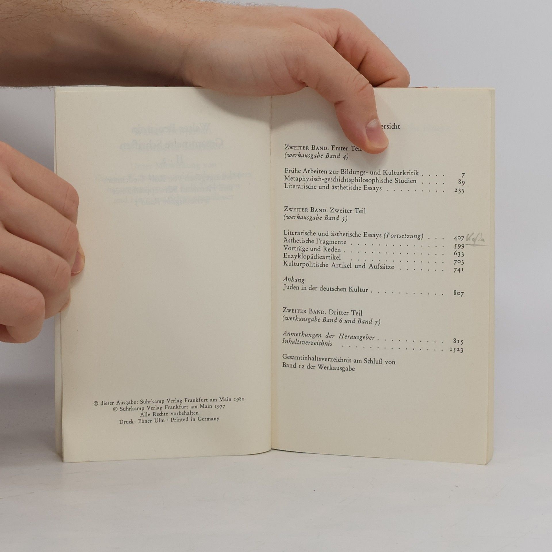 Walter Benjamin Gesammelte Schriften II.2