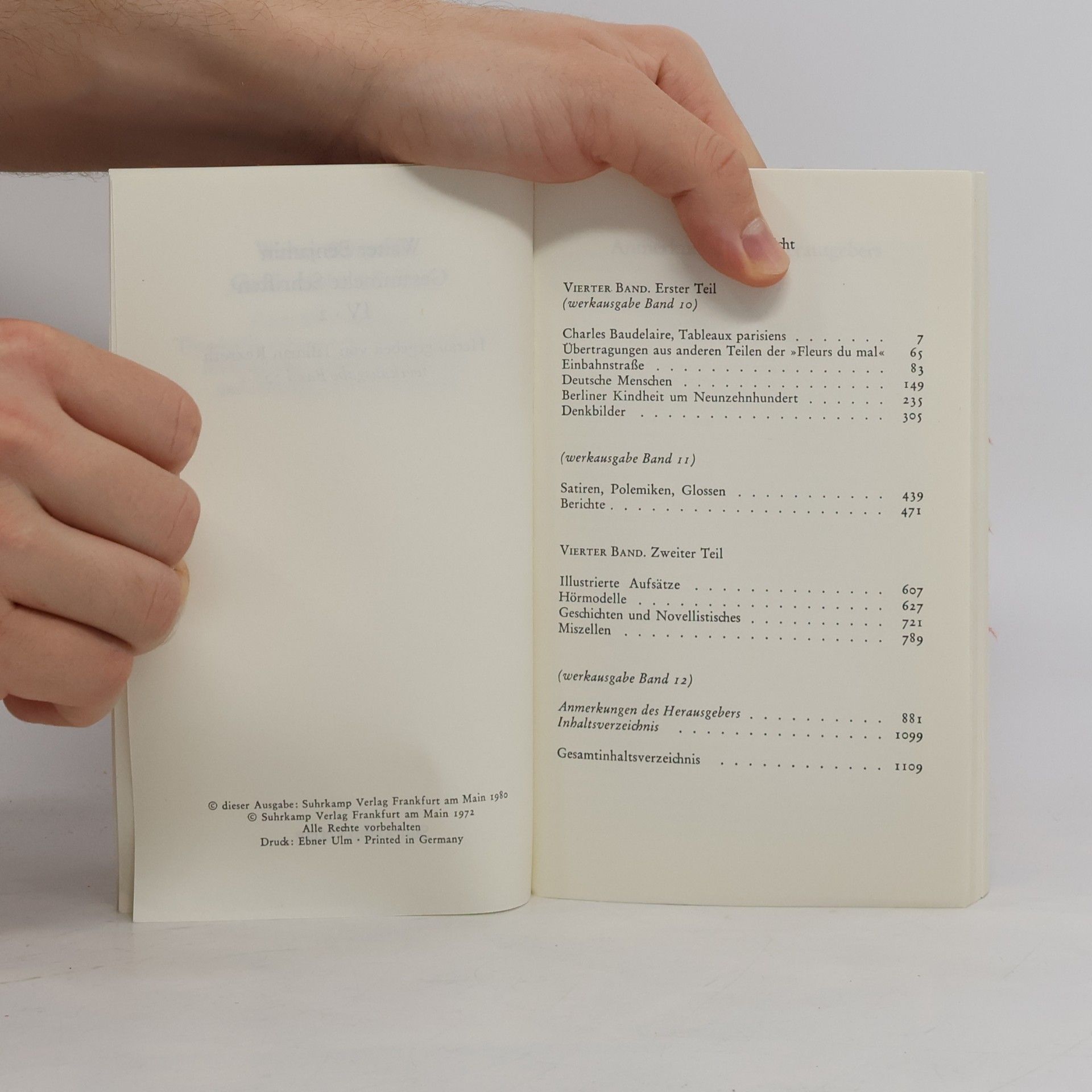 Walter Benjamin Gesammelte Schriften. Band IV.2