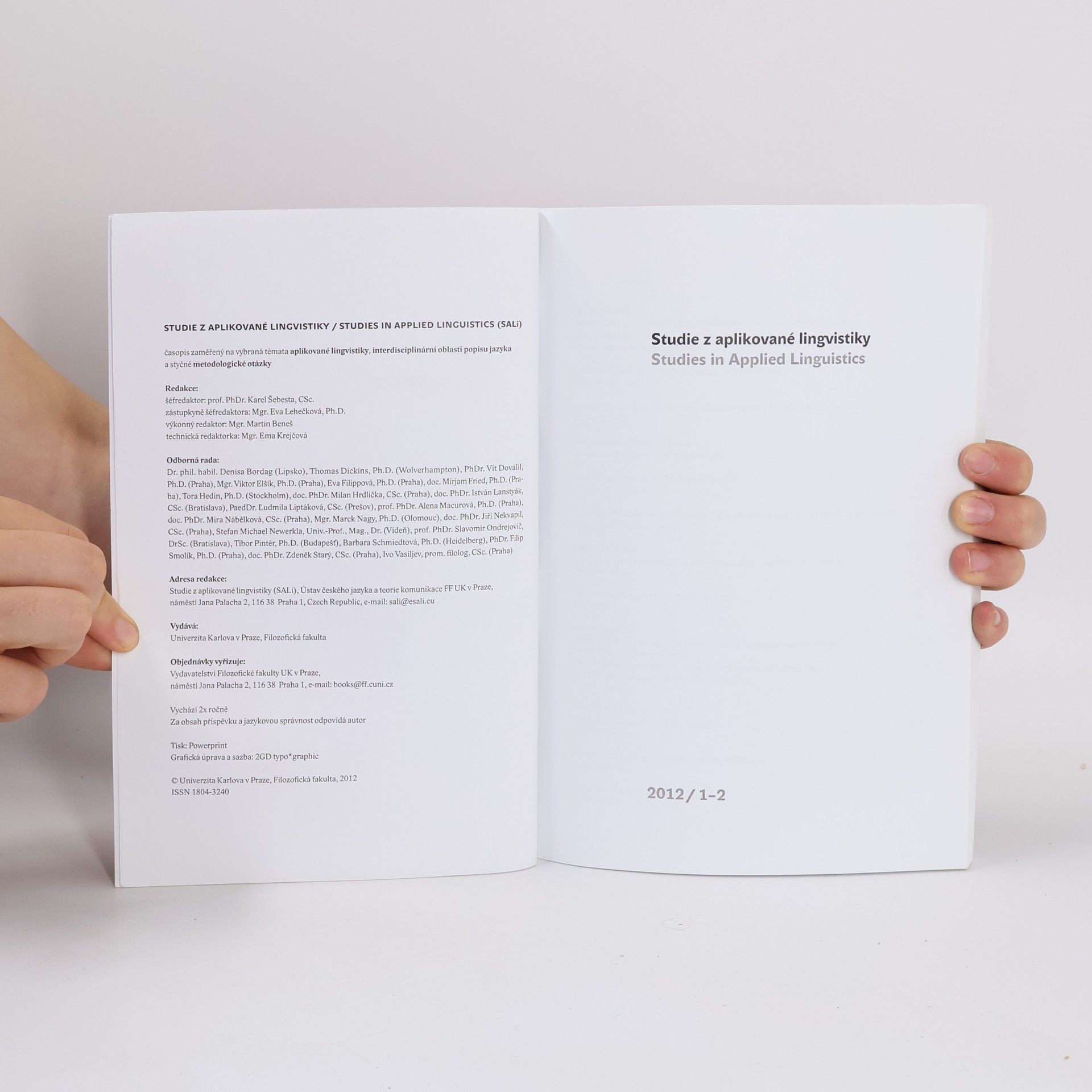 Various authors Studie z aplikované lingvistiky. Studies in Applied Linguistics 1-2/2012