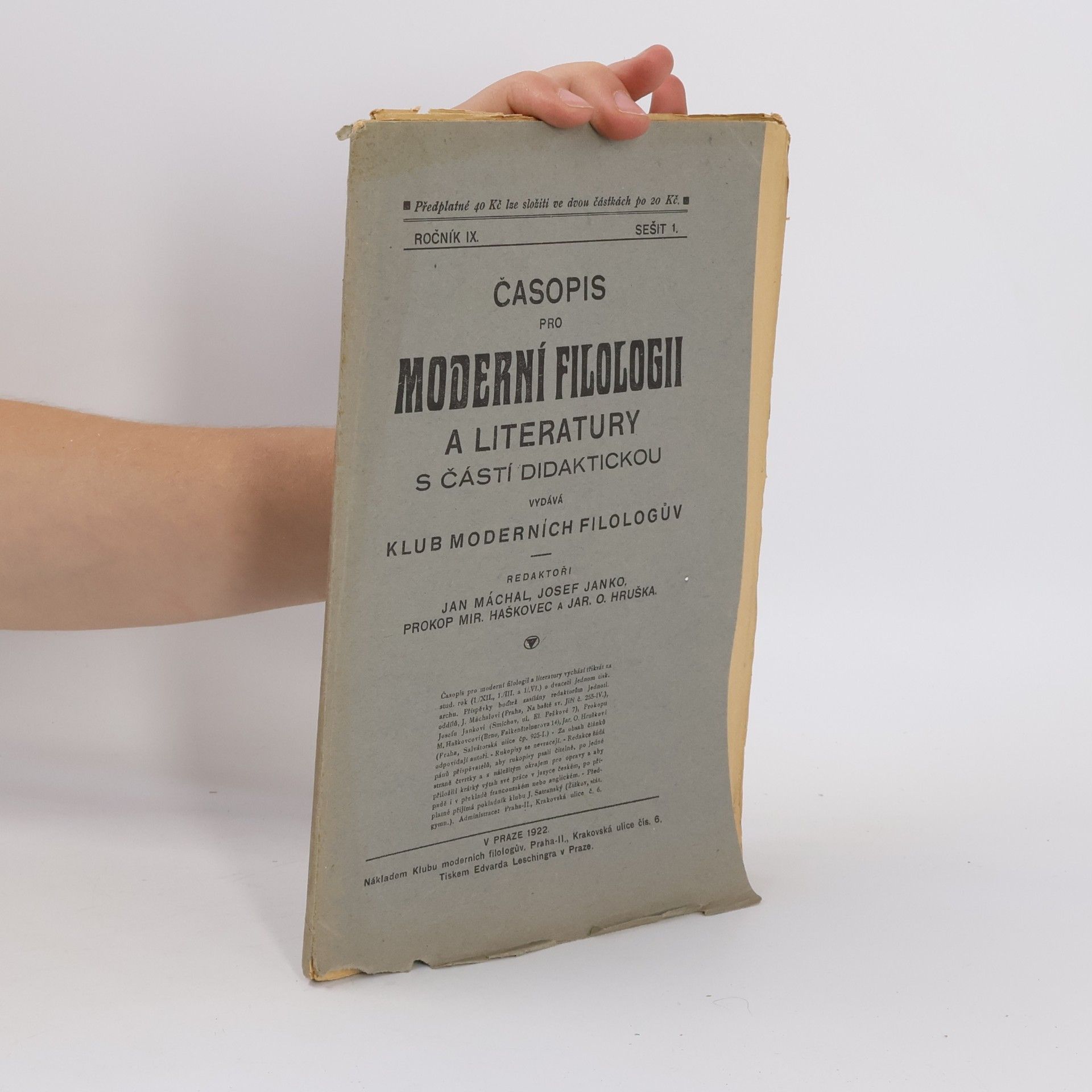 kolektiv Časopis pro moderní filologii a literatury IX/1