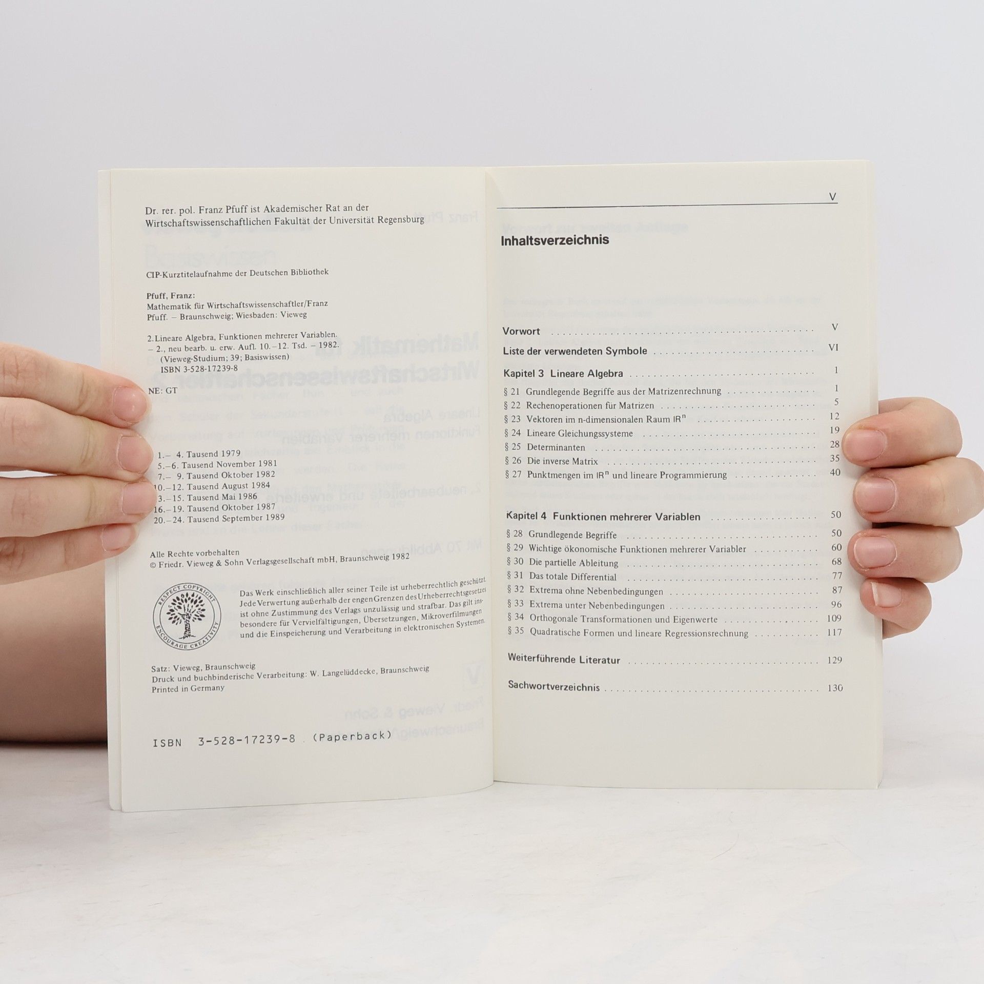 Franz Pfuff Vieweg Studium - 2: Mathematik für Wirtschaftswissenschaftler