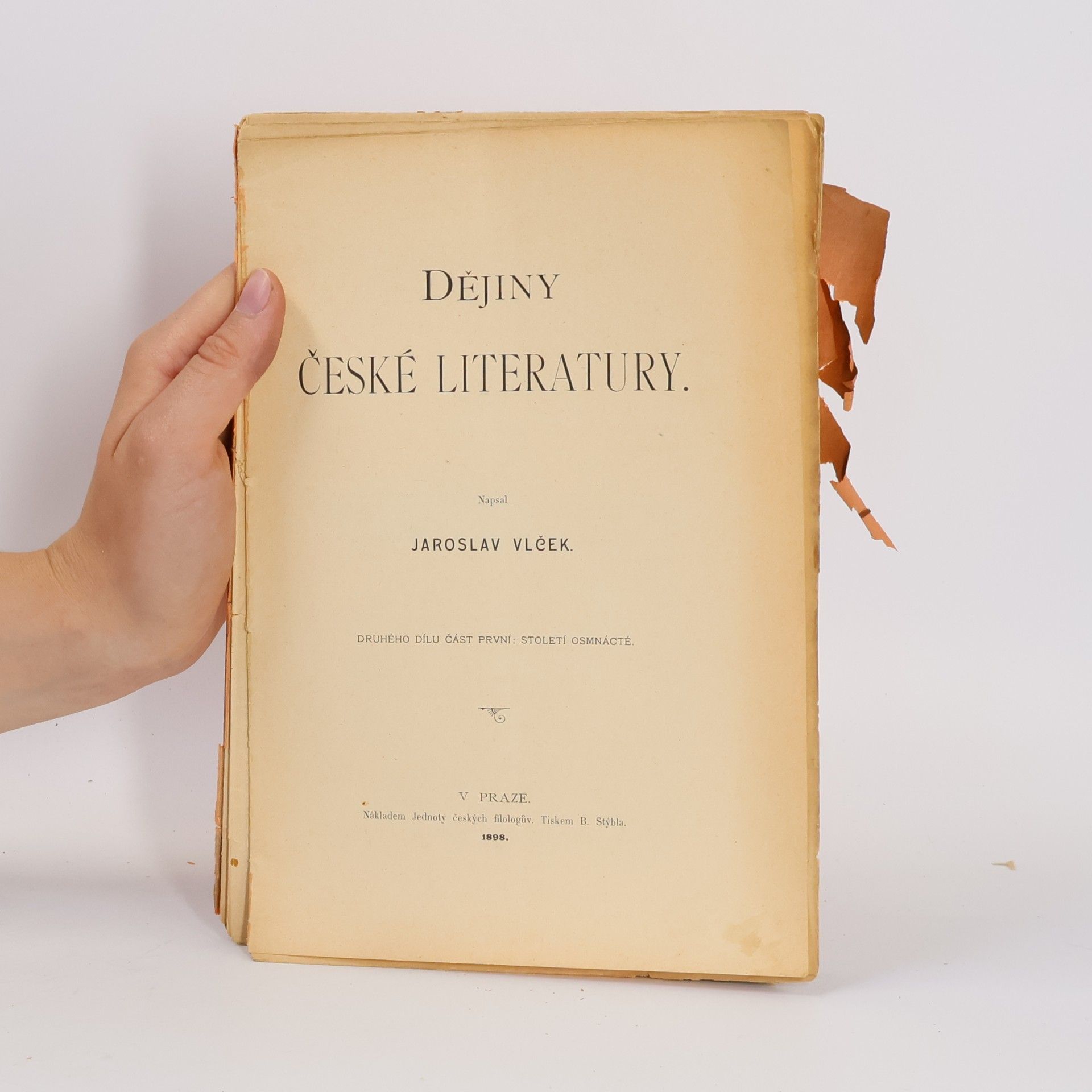 Jaroslav Vlček Dějiny české literatury. Sešit čtrnáctý