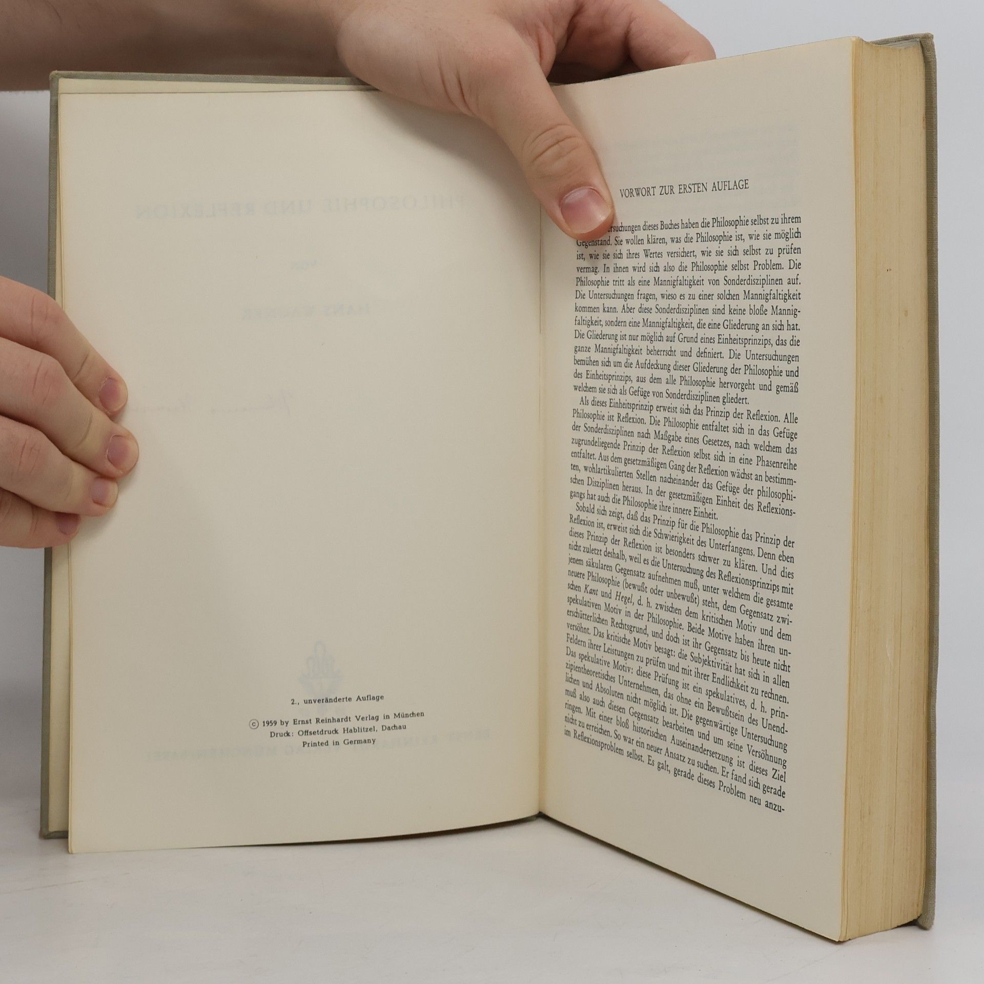 Hans Wagner Philosophie und Reflexion