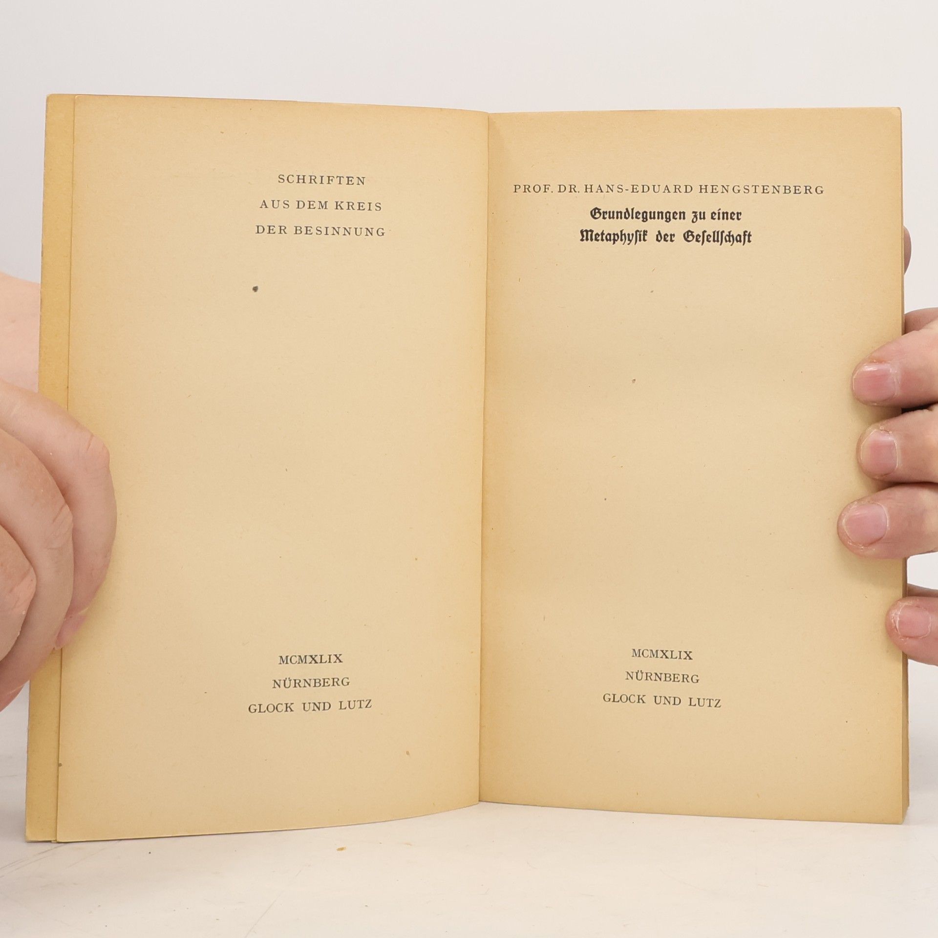 Hans-Eduard Hengstenberg Grundlegungen zu einer Metaphysik der Gesellschaft