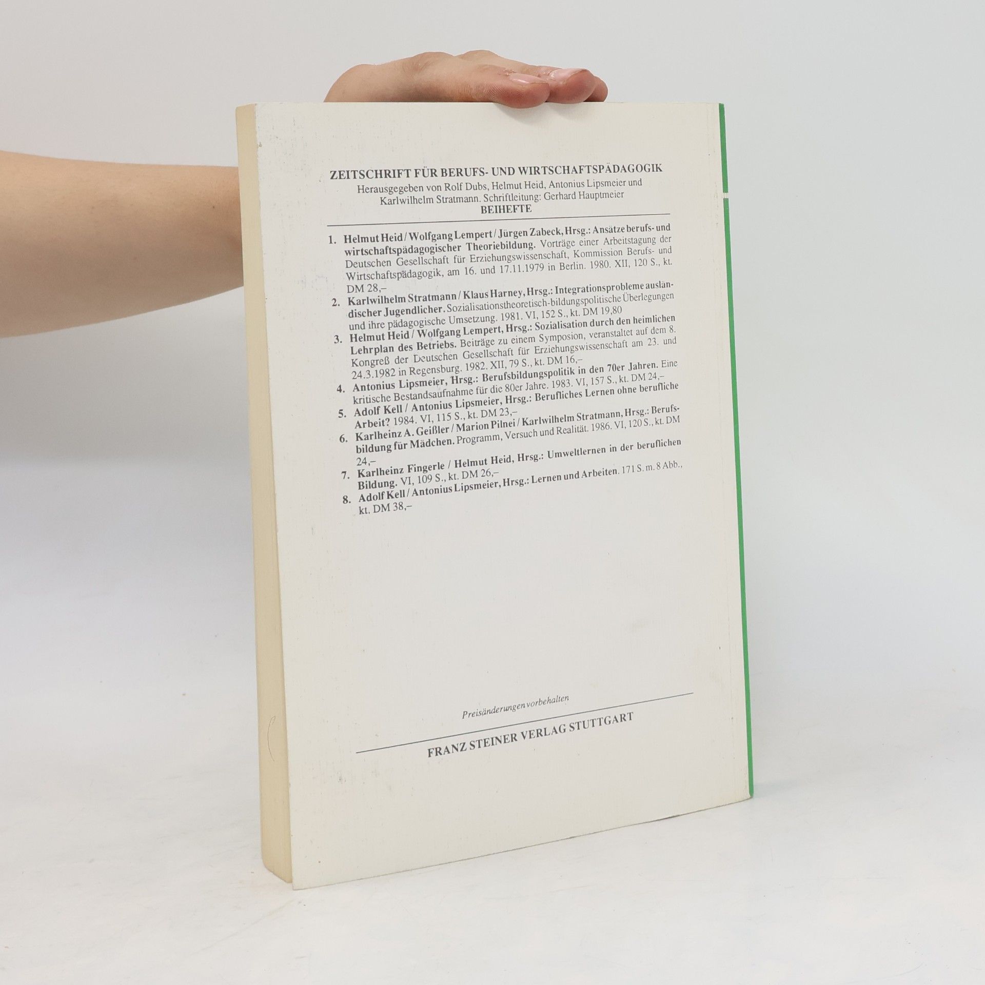 Karlwilhelm Stratmann Zeitschrift für Berufs- und Wirtschaftspädagogik / Beihefte - 9: Historische Berufsbildungsforschung