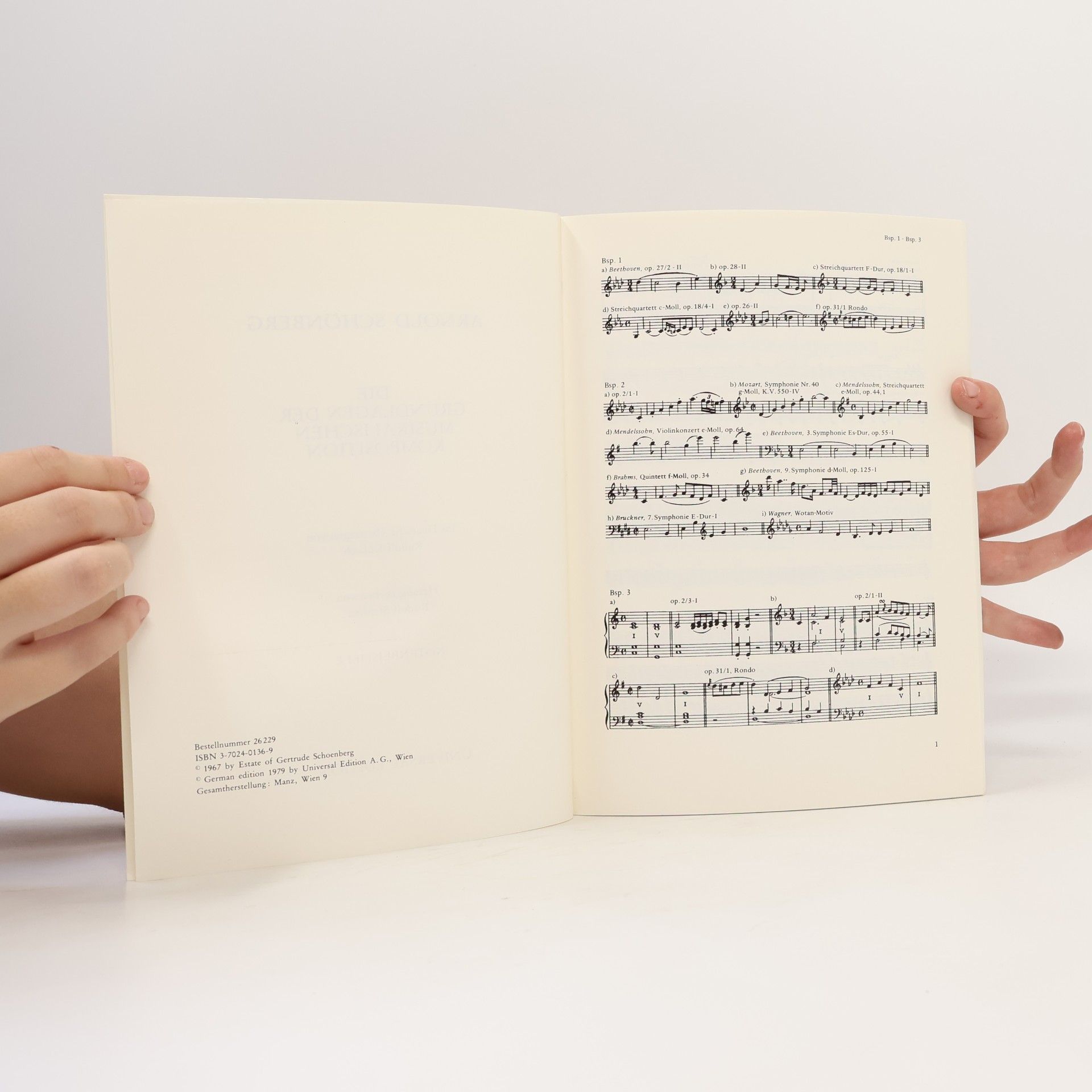 Arnold Schoenberg Grundlagen der musikalischen Komposition. Notenbeispiele
