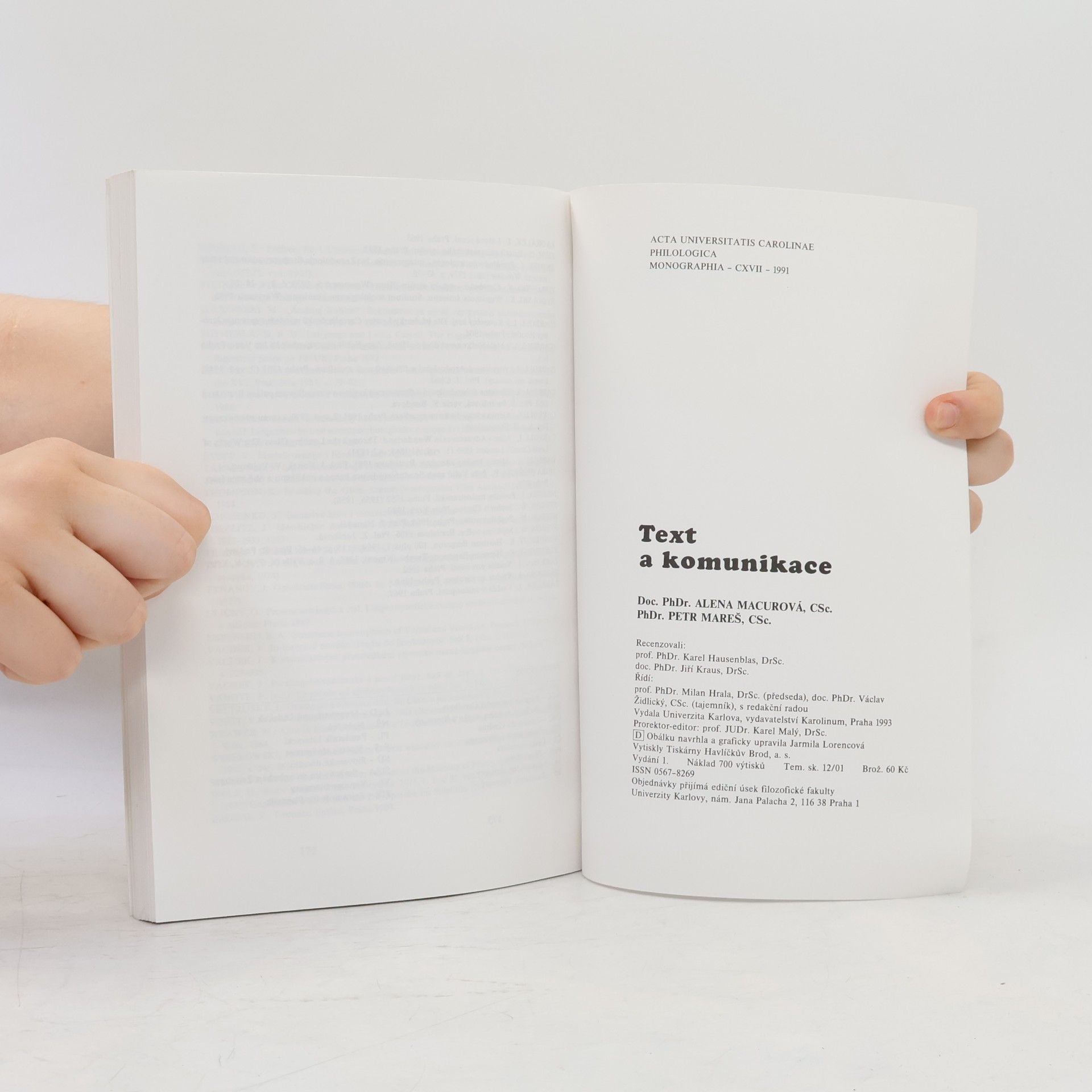 Alena Macurová Text a komunikace. Jazyk v literárním díle a ve filmu