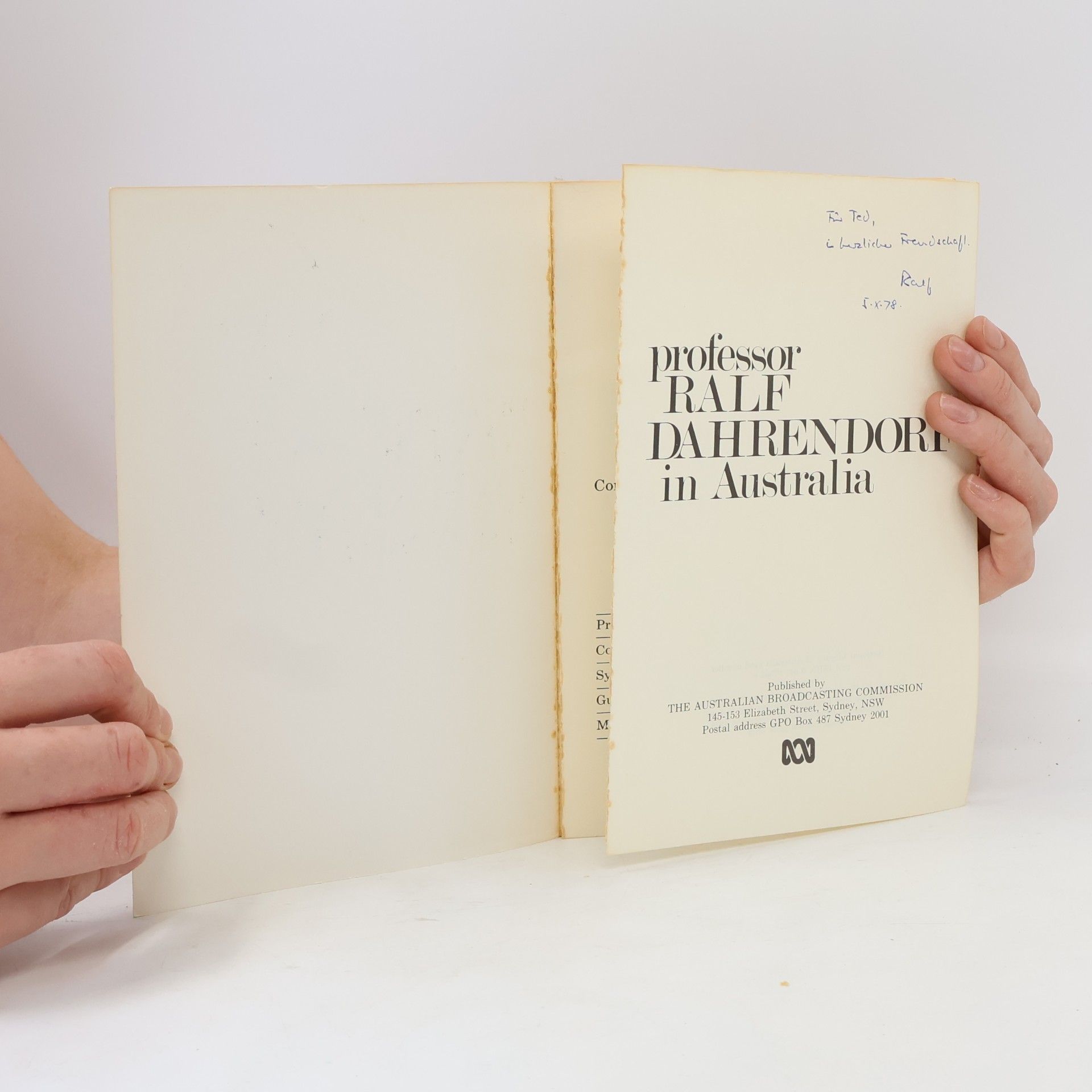 Ralf Dahrendorf Professor Ralf Dahrendorf in Australia
