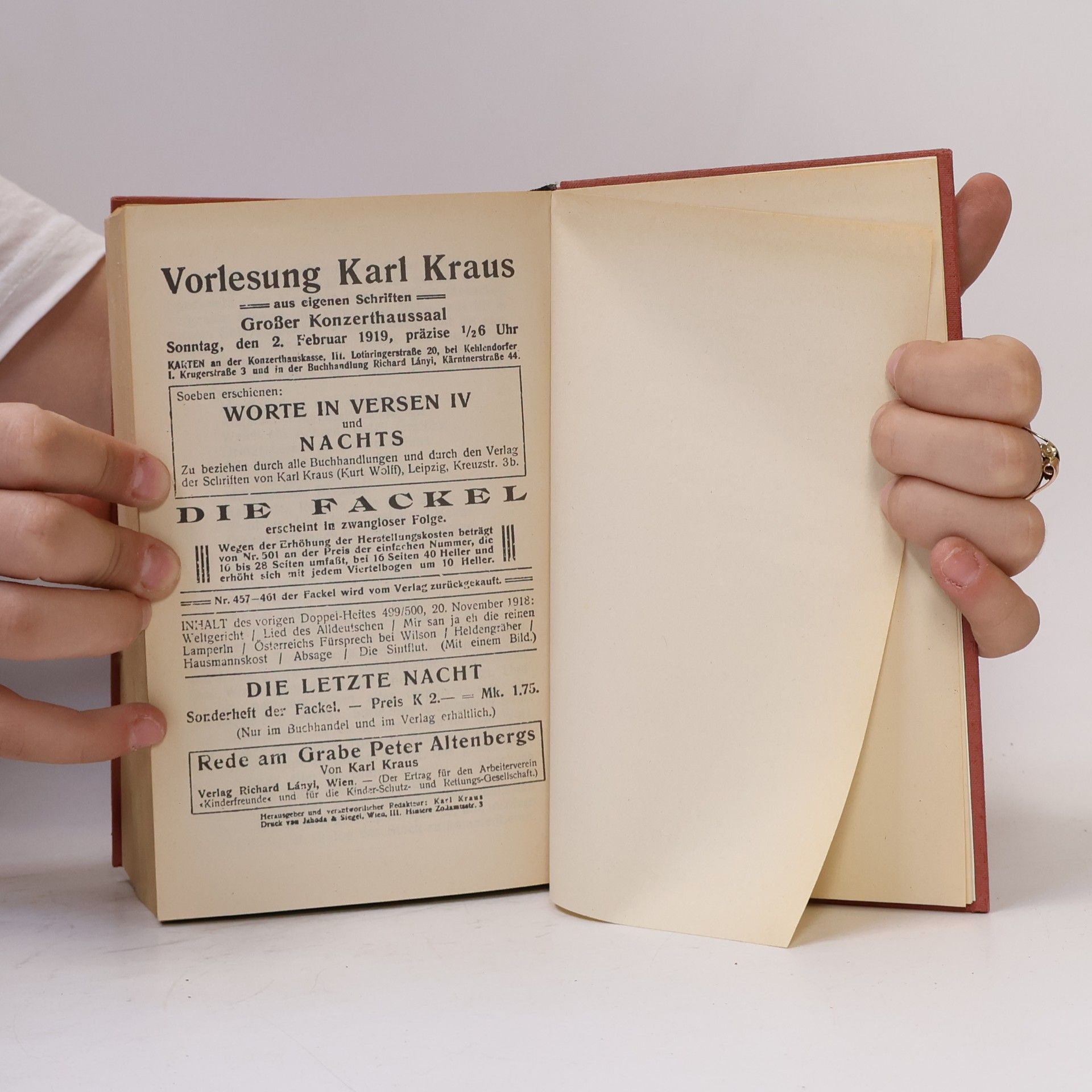 Karl Kraus Die Fackel. Herausberger 7
