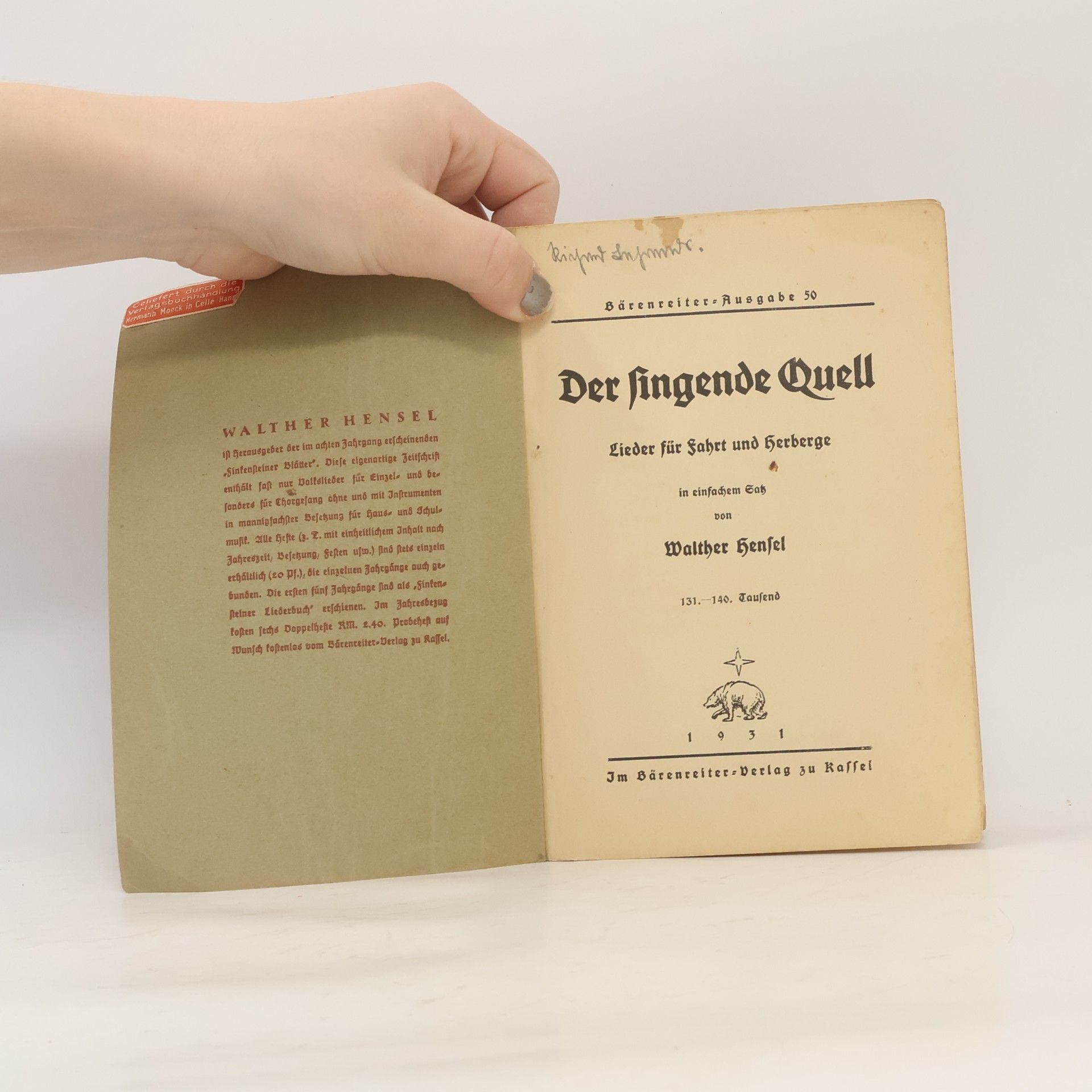 Walther Hensel Der Singende Quell