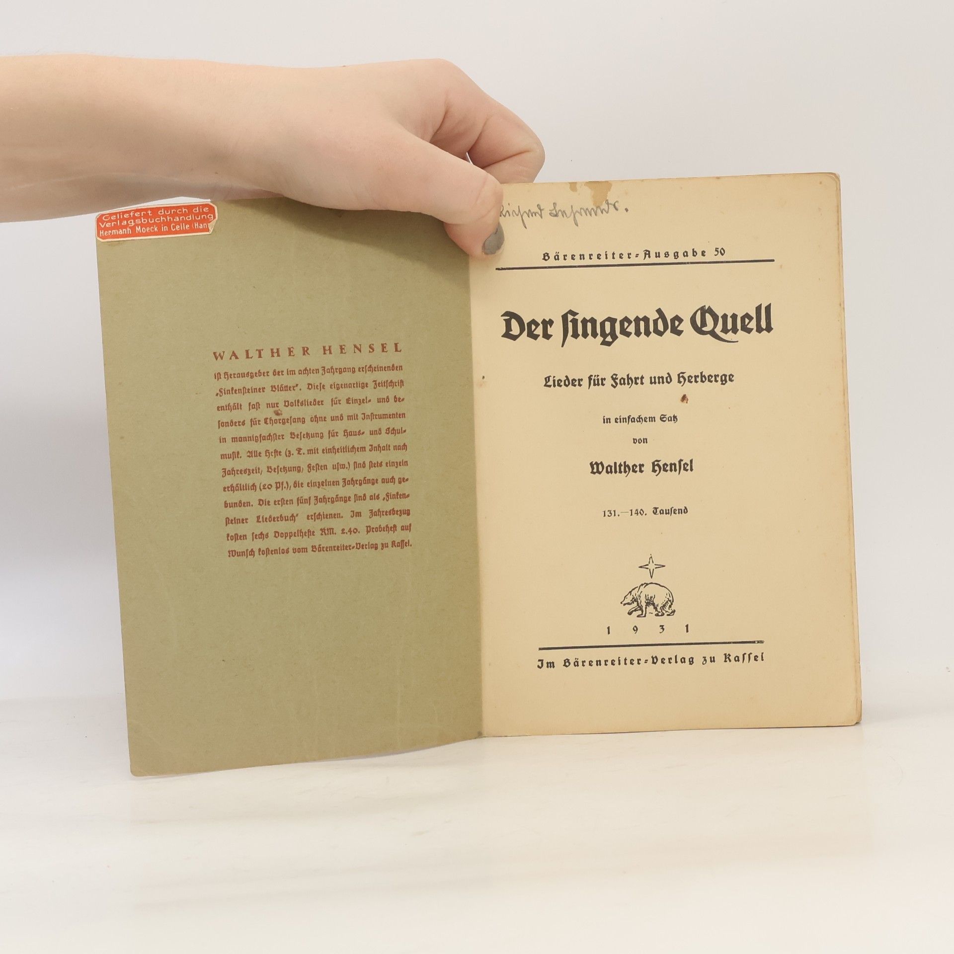 Walther Hensel Der Singende Quell