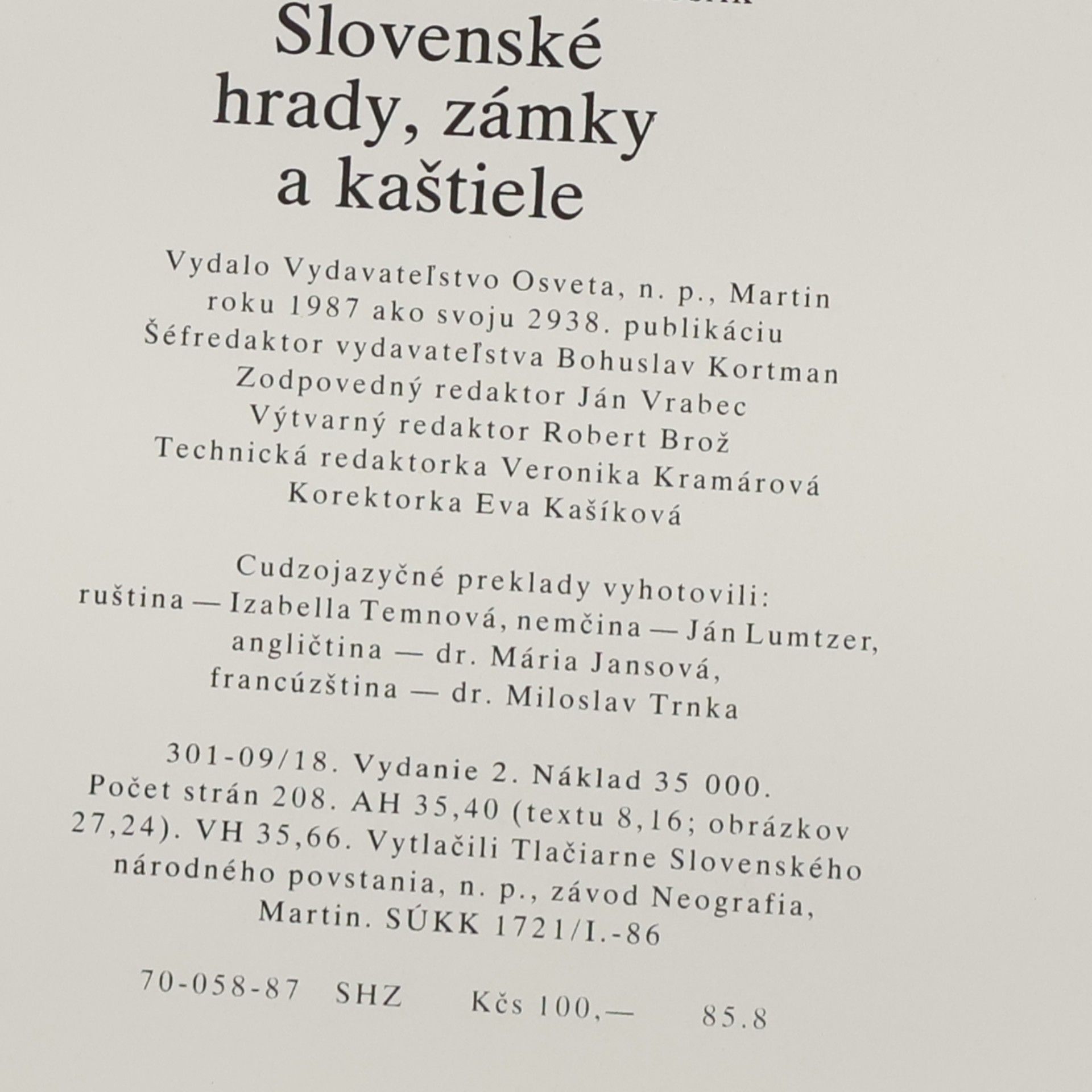 Dalibor Kusák Slovenské hrady, zámky a kaštiele