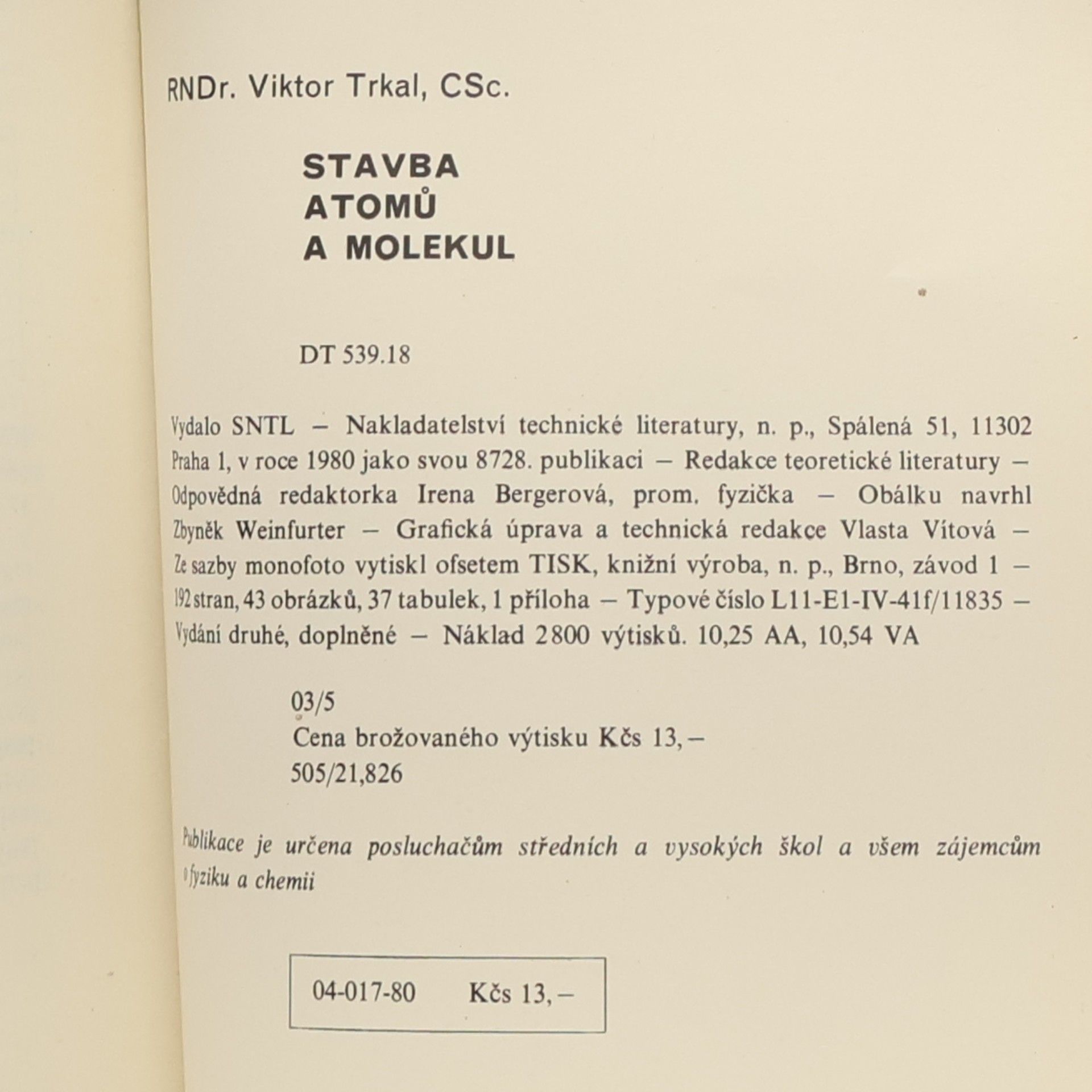 Viktor Trkal Stavba atomů a molekul