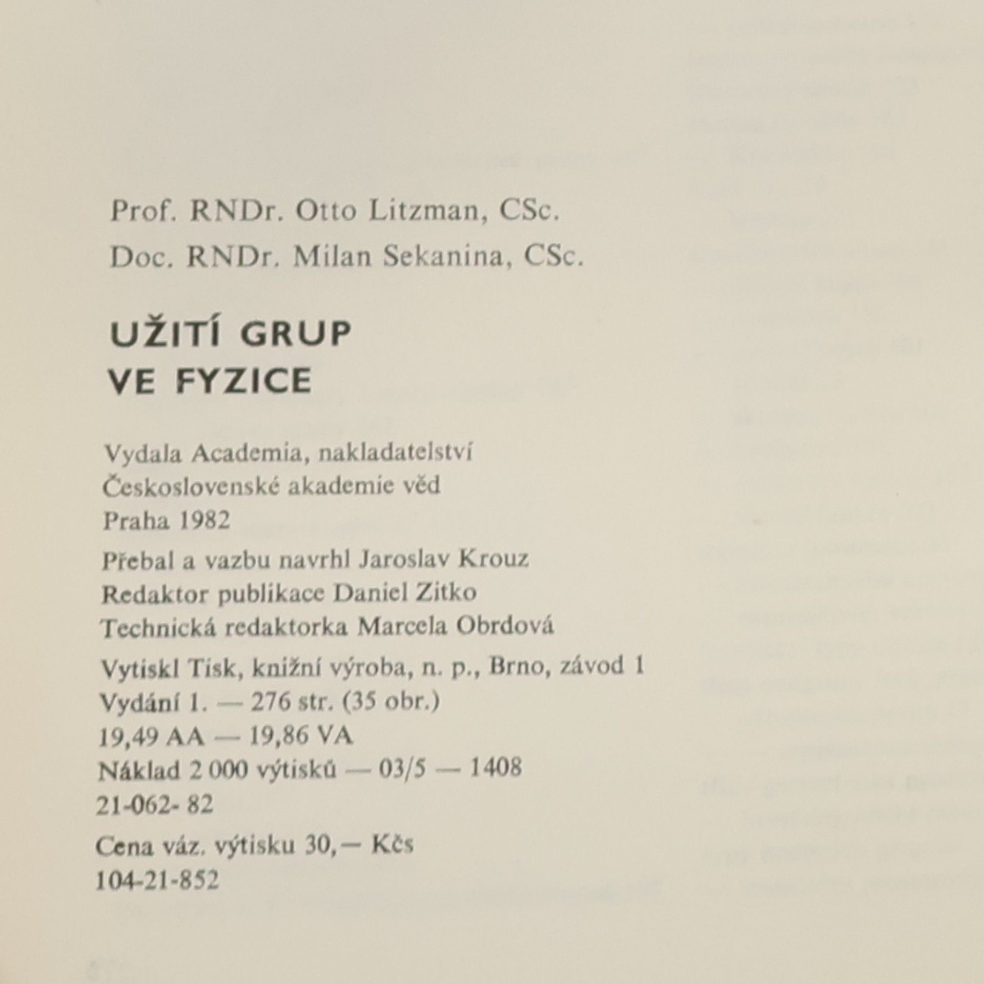 Milan Sekanina Užití grup ve fyzice
