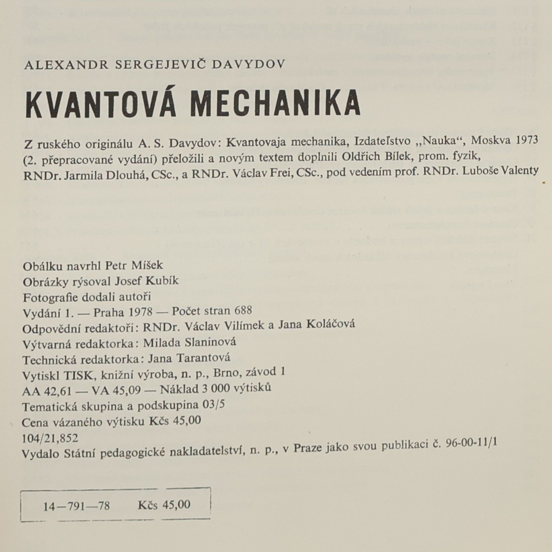 Alexander Davydov Kvantová mechanika