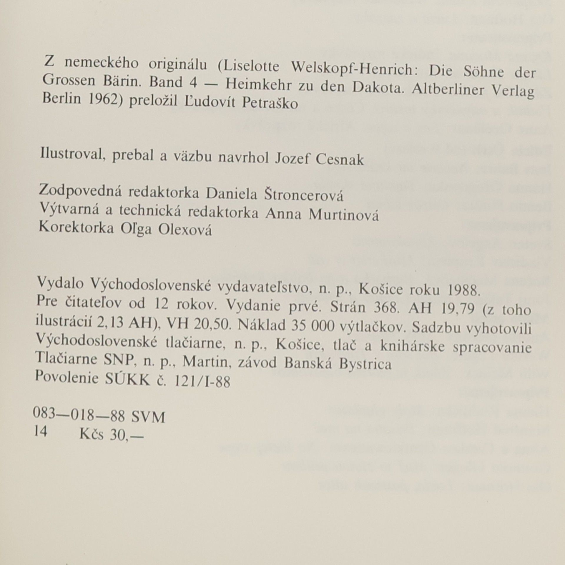 Liselotte Welskopf-Henrich Synovia veľkej medvedice IV. Návrat k Dakotom