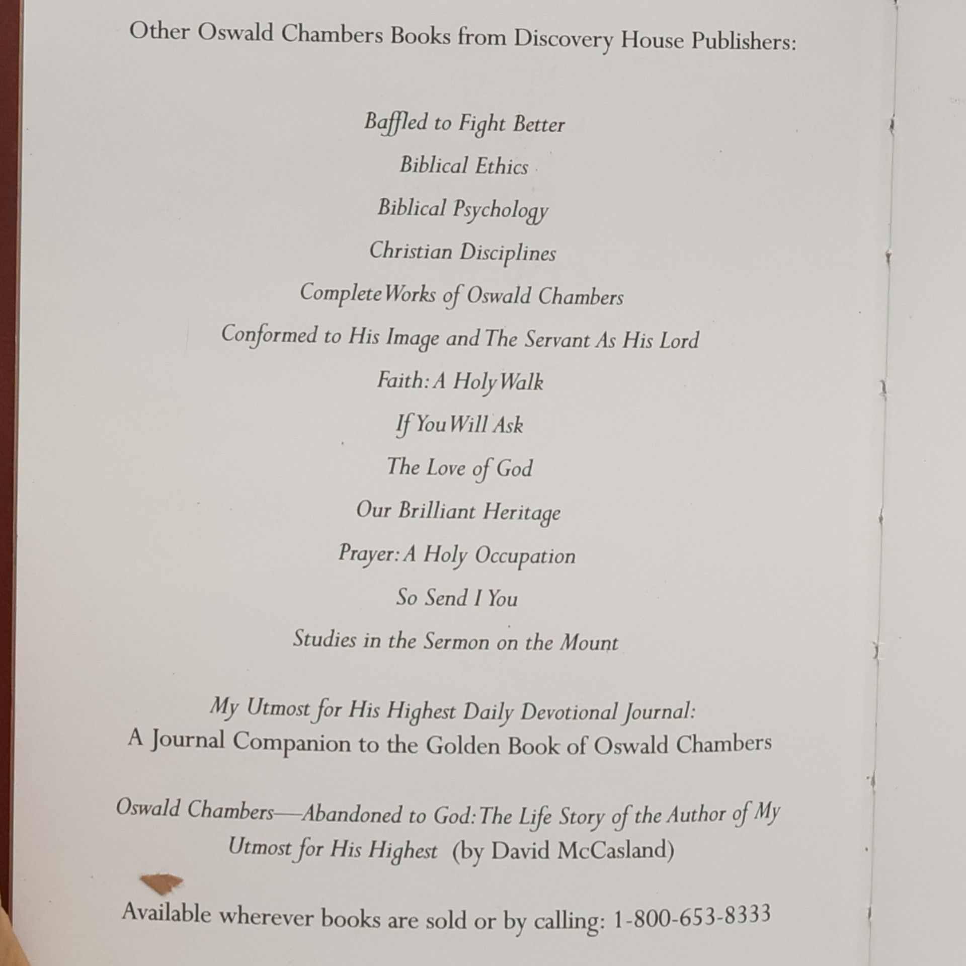 Oswald Chambers My Utmost for His Highest