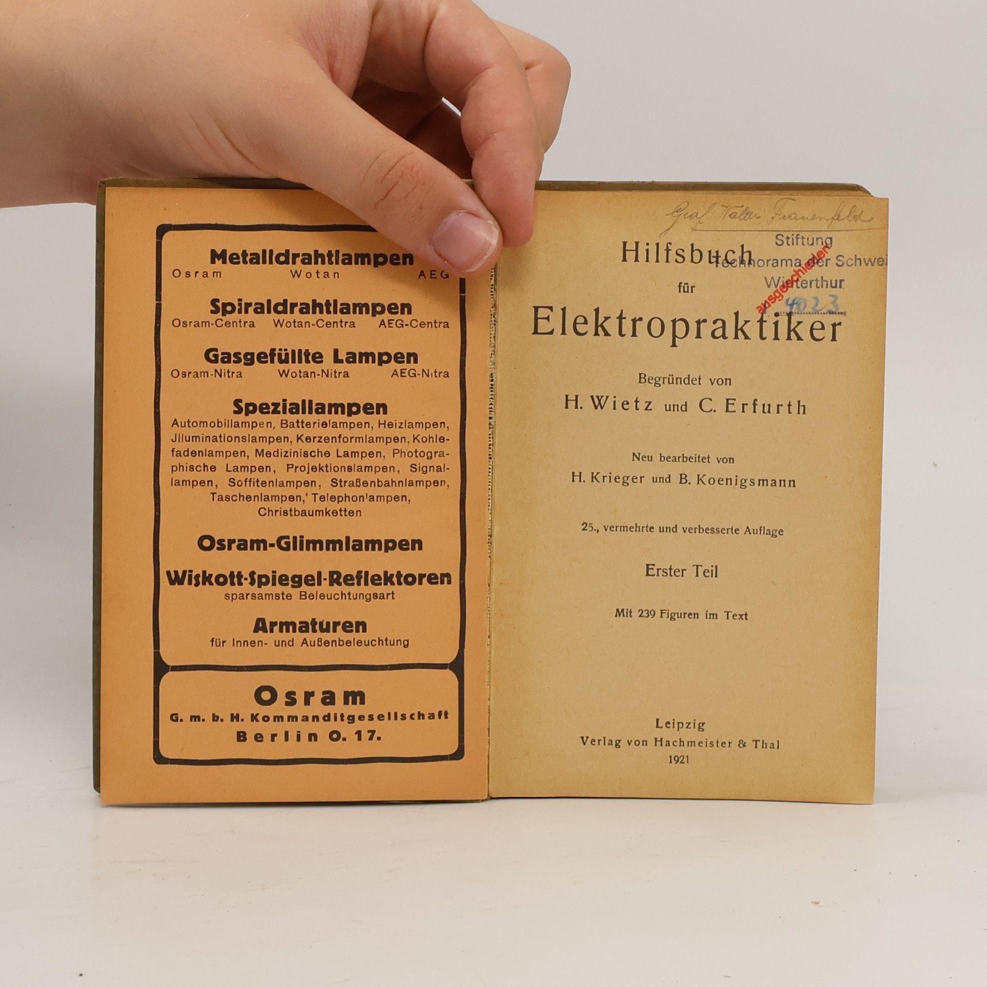 Wietz Erfurth Hilfsbuch für Elektropraktiker I.