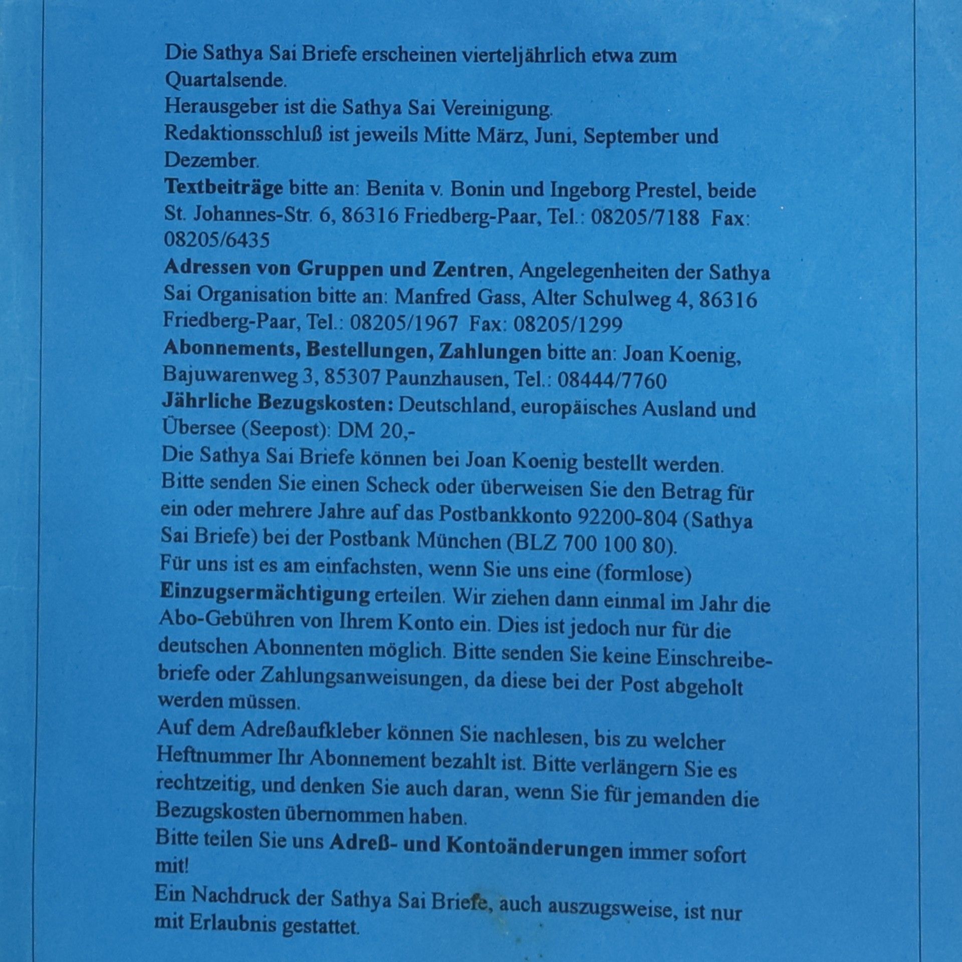 kolektiv Sathya Sai Briefe